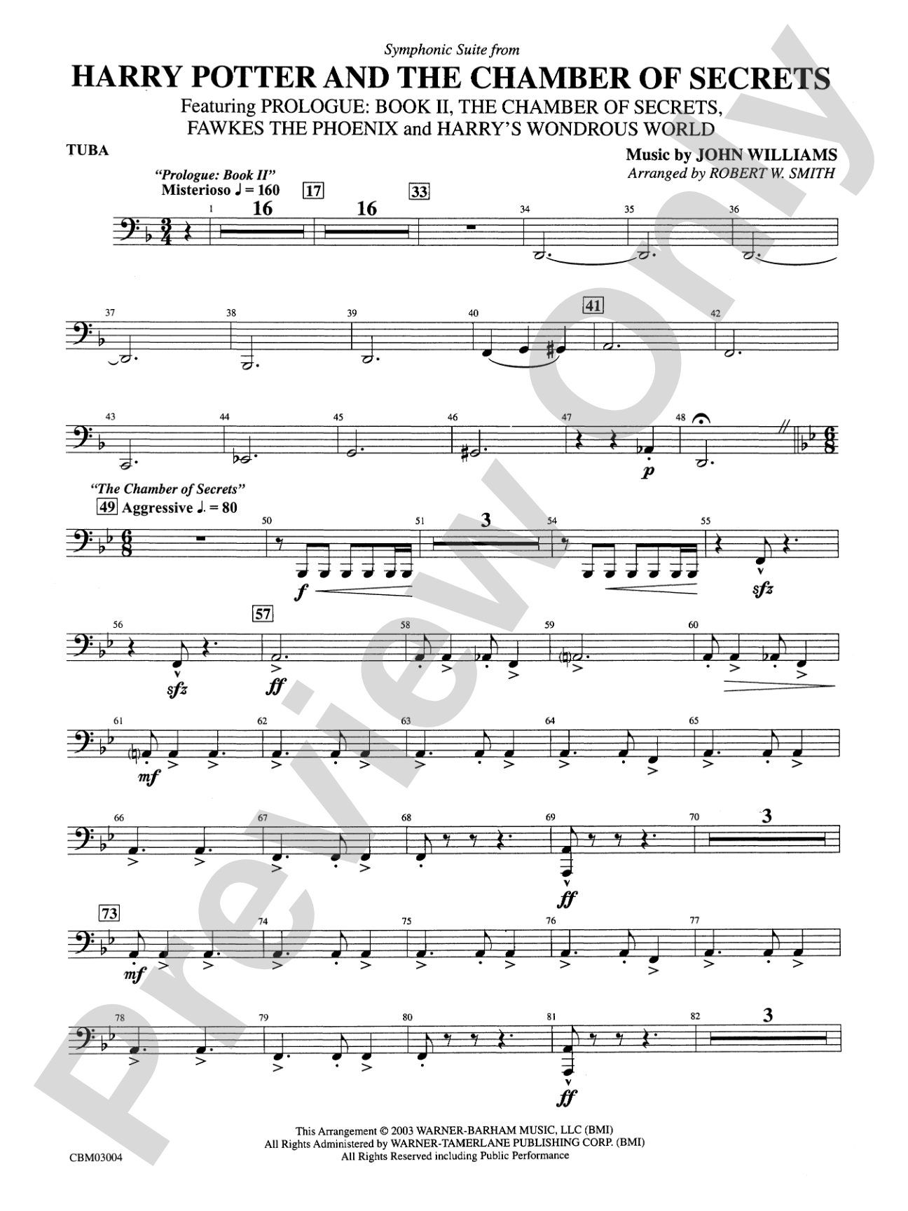 Harry Potter and the Chamber of Secrets, Symphonic Suite from: Tuba