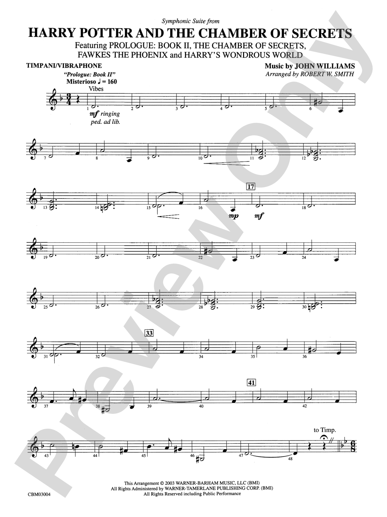 Harry Potter and the Chamber of Secrets, Symphonic Suite from: Timpani