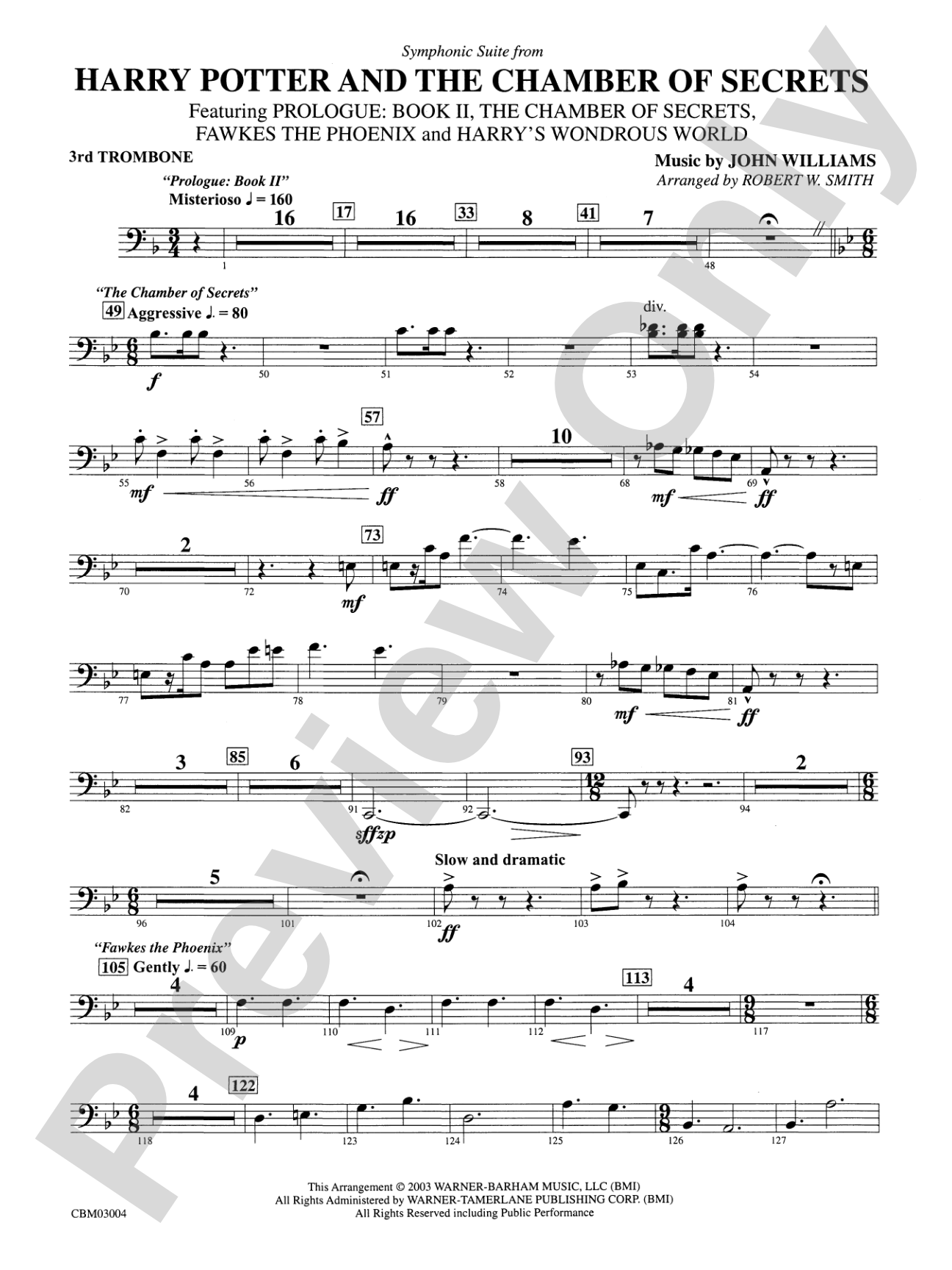 Harry Potter and the Chamber of Secrets, Symphonic Suite from: 3rd Trombone
