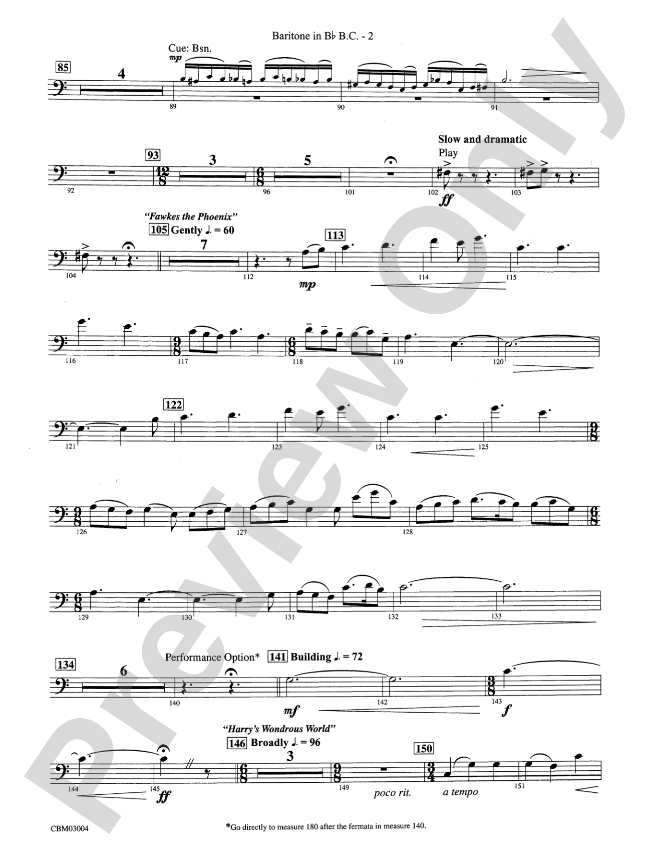 Harry Potter and the Chamber of Secrets, Symphonic Suite from: (wp) B-flat Baritone B.C.