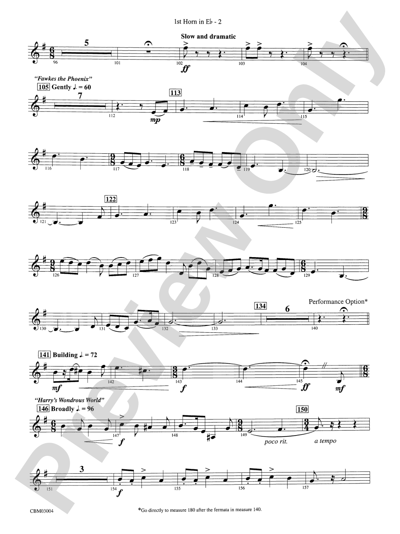 Harry Potter and the Chamber of Secrets, Symphonic Suite from: (wp) 1st Horn in E-flat