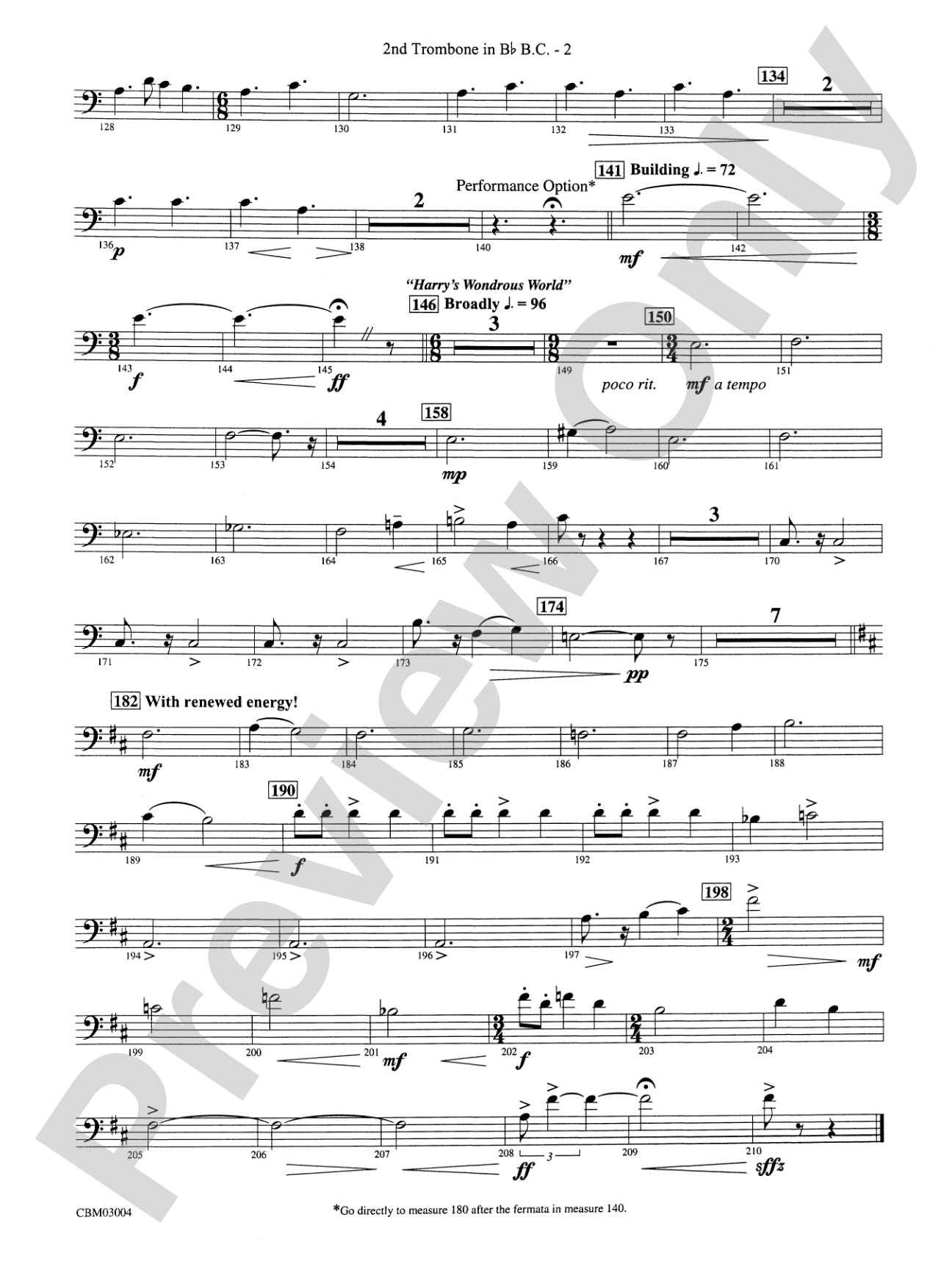 Harry Potter and the Chamber of Secrets, Symphonic Suite from: (wp) 2nd B-flat Trombone B.C.