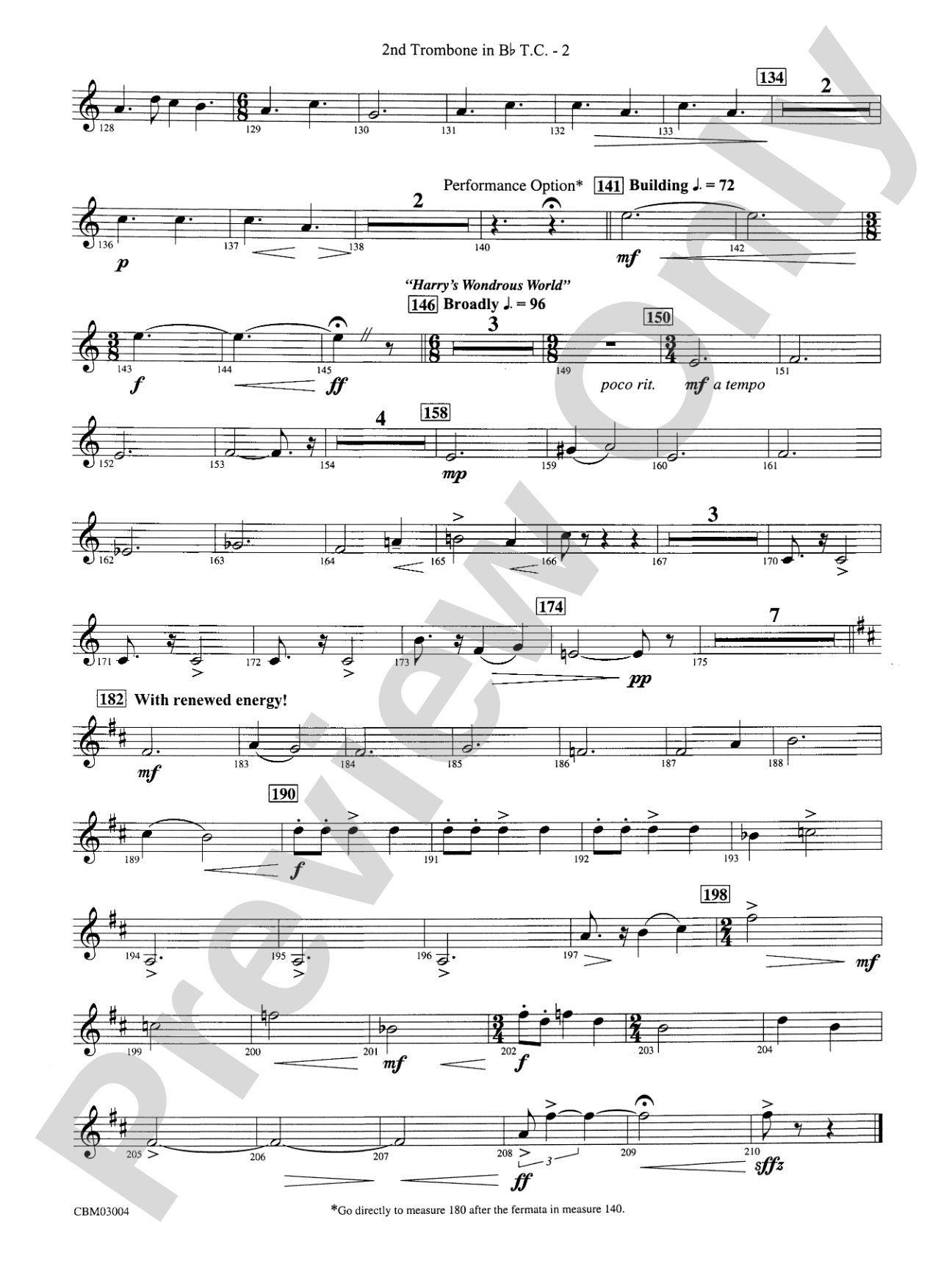 Harry Potter and the Chamber of Secrets, Symphonic Suite from: (wp) 2nd B-flat Trombone T.C.