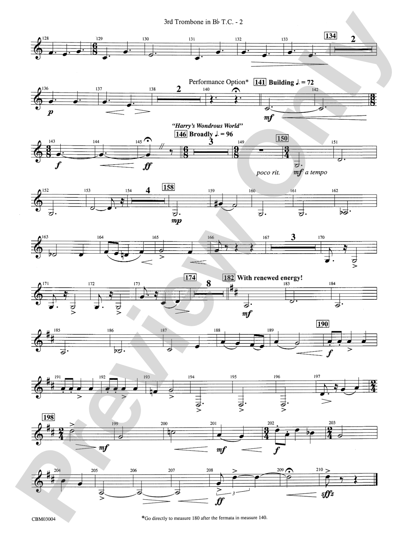 Harry Potter and the Chamber of Secrets, Symphonic Suite from: (wp) 3rd B-flat Trombone T.C.