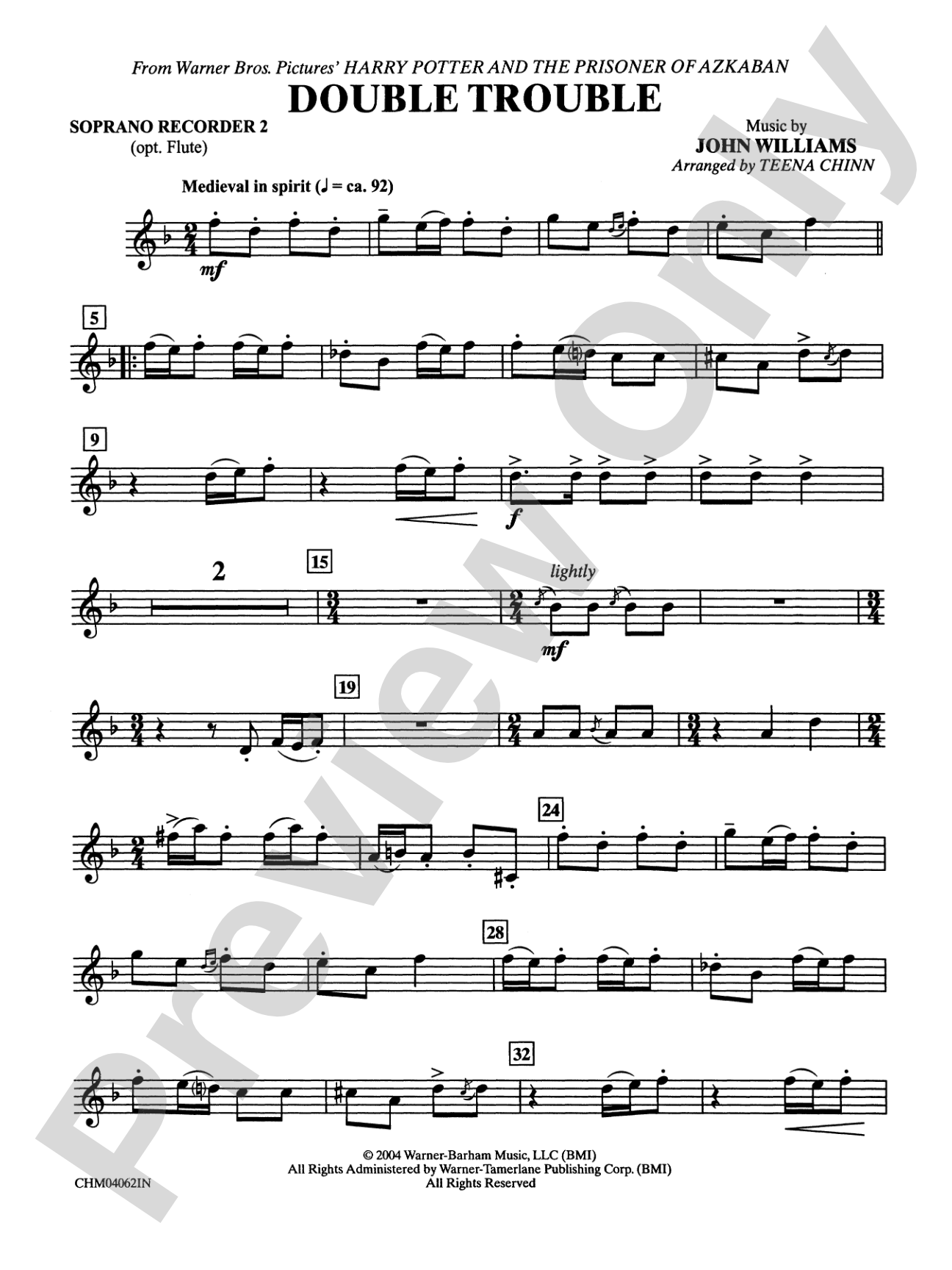 Double Trouble (from Harry Potter and the Prisoner of Azkaban): 2nd Flute: Choral Instrumental Parts
