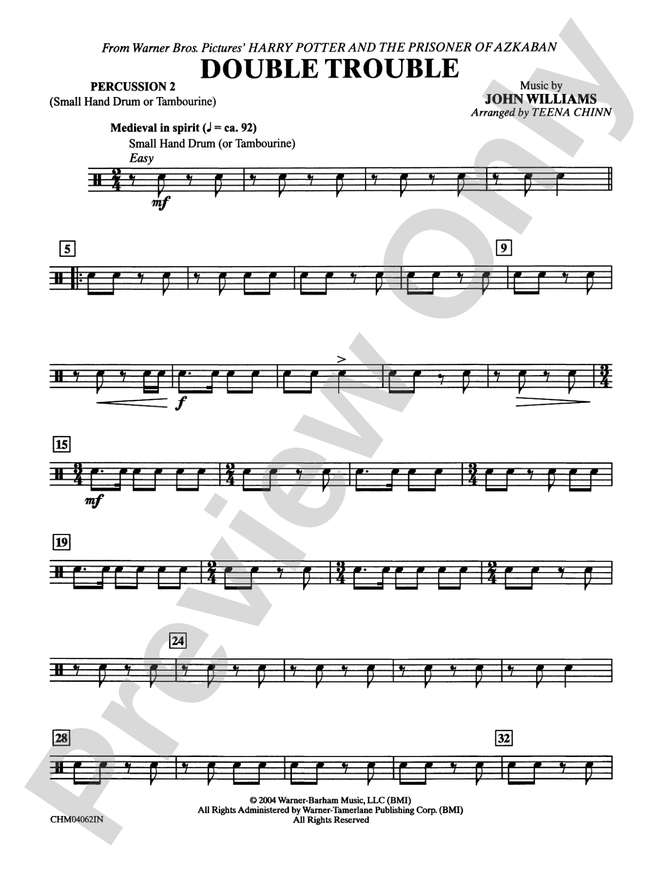 Double Trouble (from Harry Potter and the Prisoner of Azkaban): 2nd Percussion: Choral Instrumental Parts