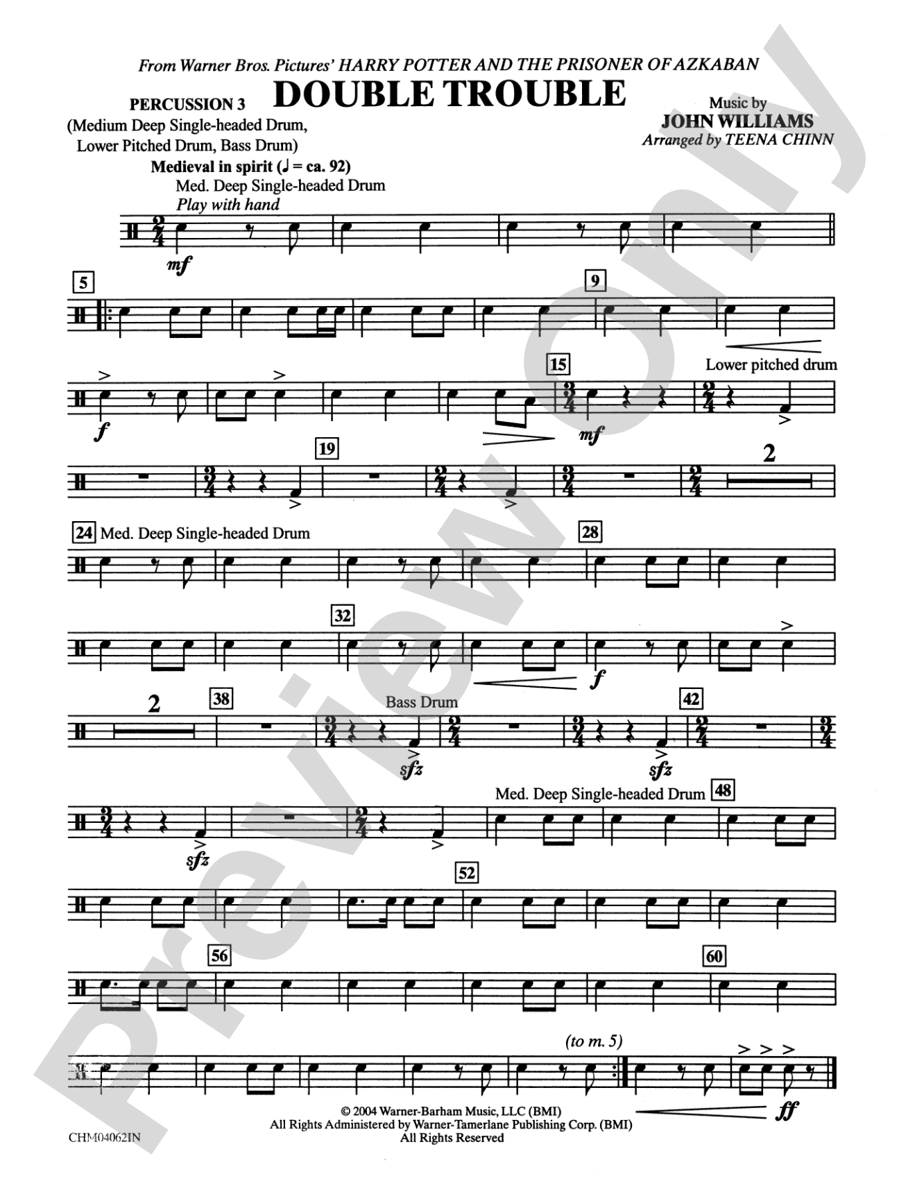 Double Trouble (from Harry Potter and the Prisoner of Azkaban): 3rd Percussion: Choral Instrumental Parts