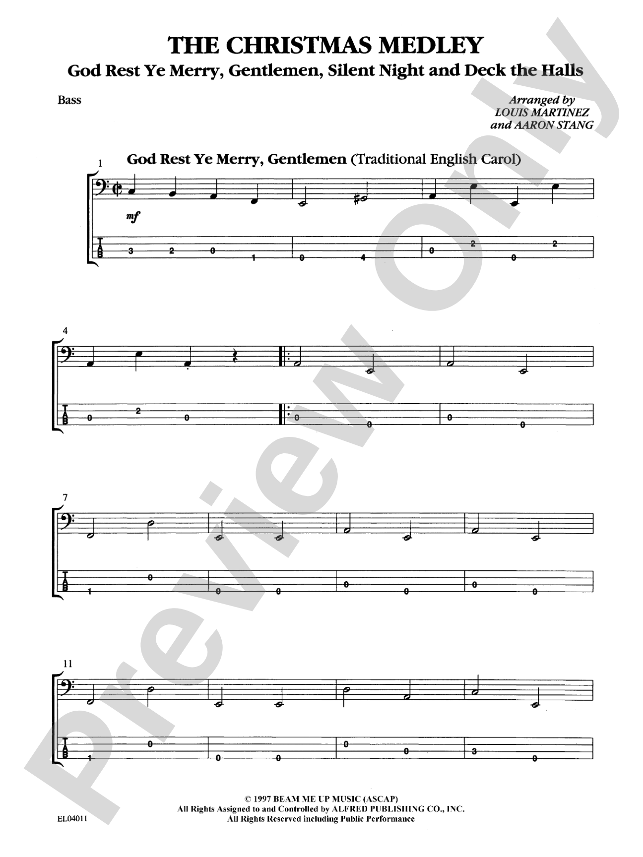 21st Century Guitar Ensemble Series: Christmas Medley: String Bass