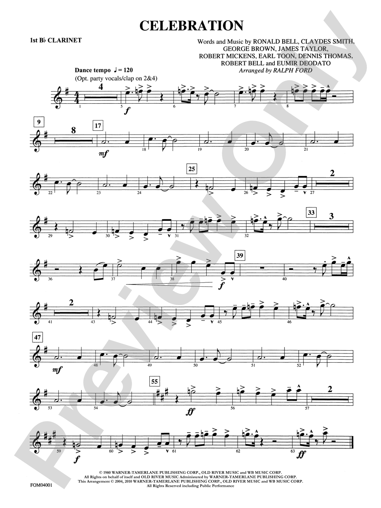 Celebration: 1st B-flat Clarinet