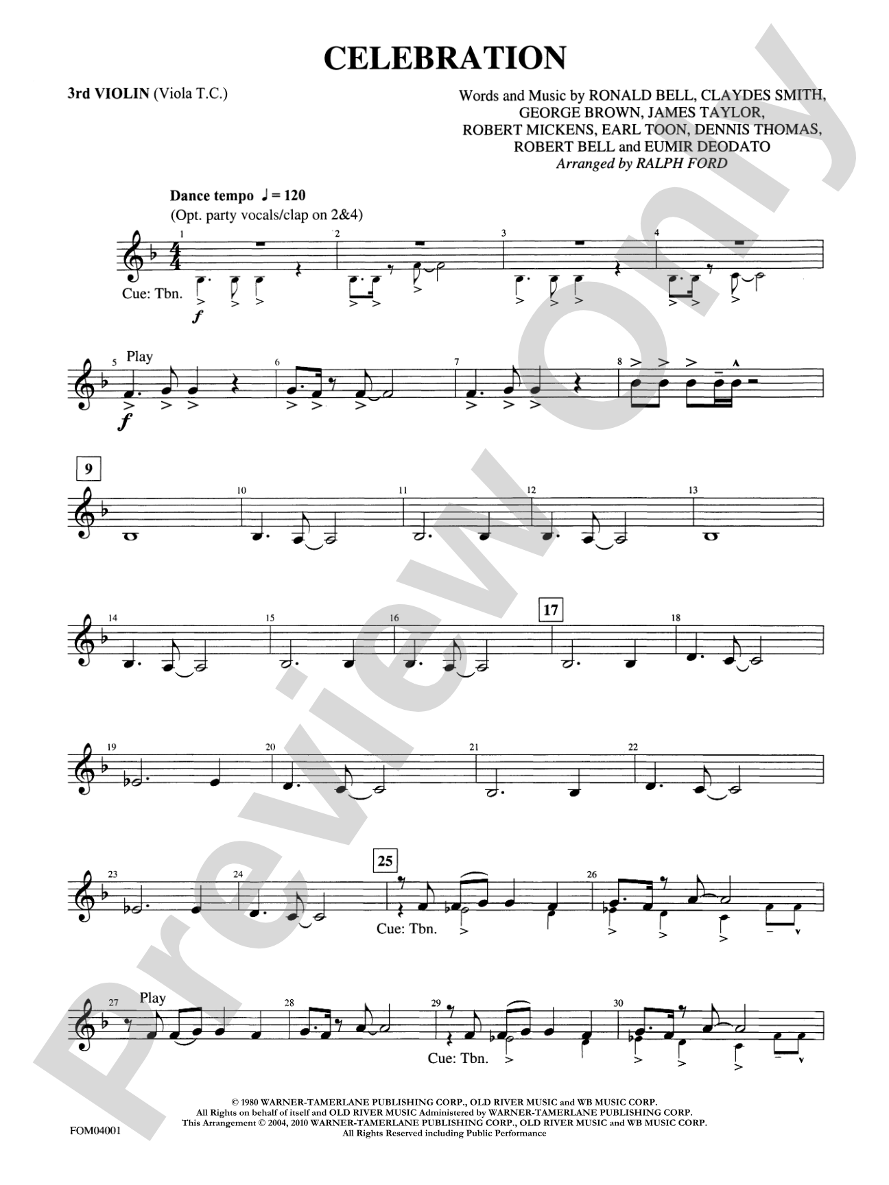 Celebration: 3rd Violin (Viola [TC])