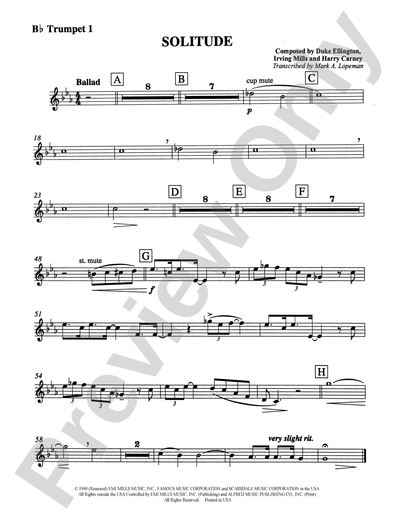 Solitude: 1st B-flat Trumpet