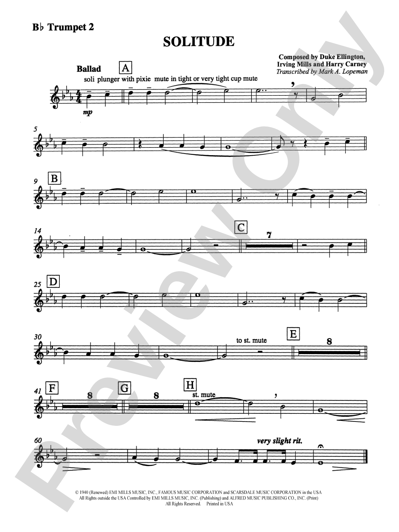 Solitude: 2nd B-flat Trumpet