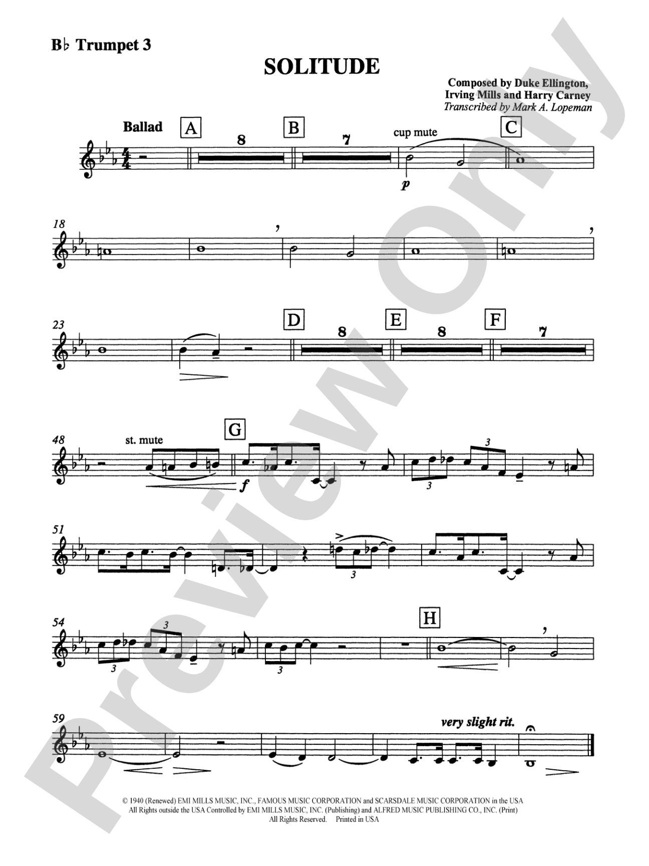 Solitude: 3rd B-flat Trumpet