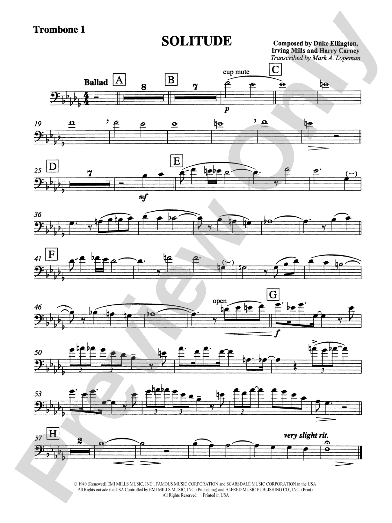 Solitude: 1st Trombone