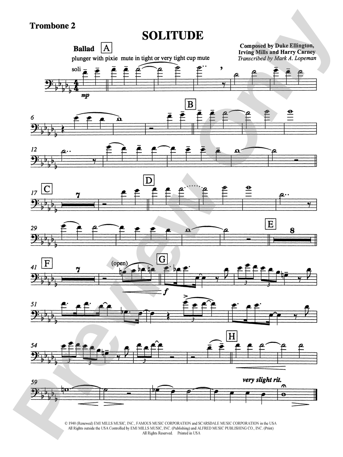 Solitude: 2nd Trombone