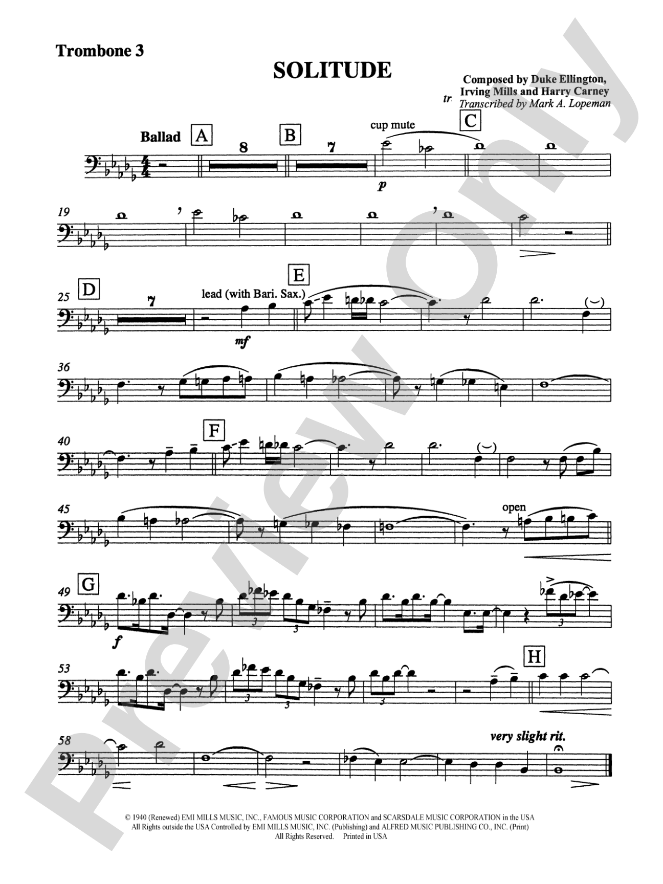 Solitude: 3rd Trombone