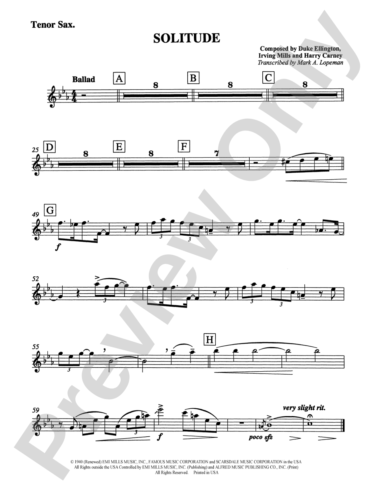 Solitude: B-flat Tenor Saxophone