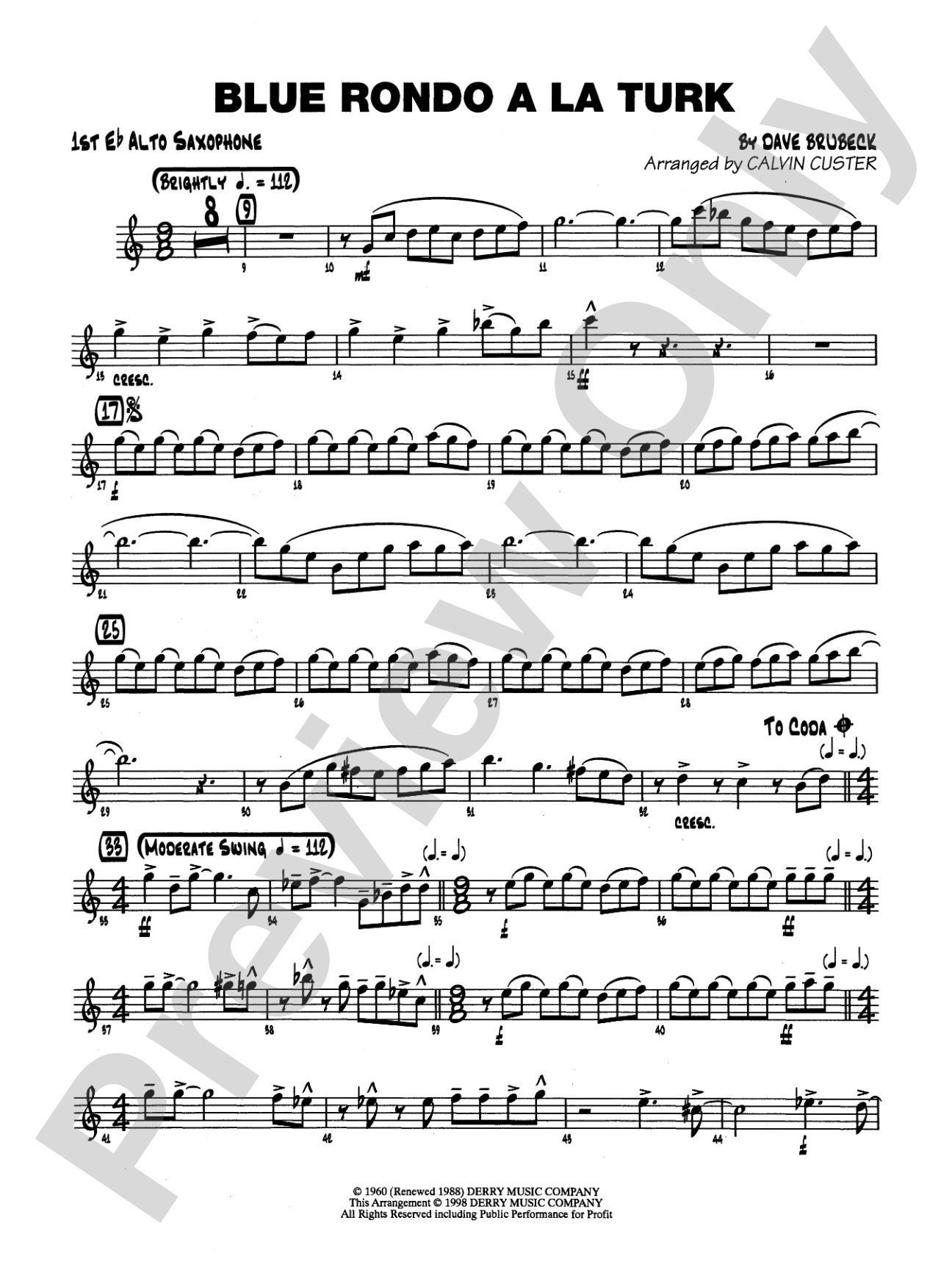 Blue Rondo ala Turk: E-flat Alto Saxophone