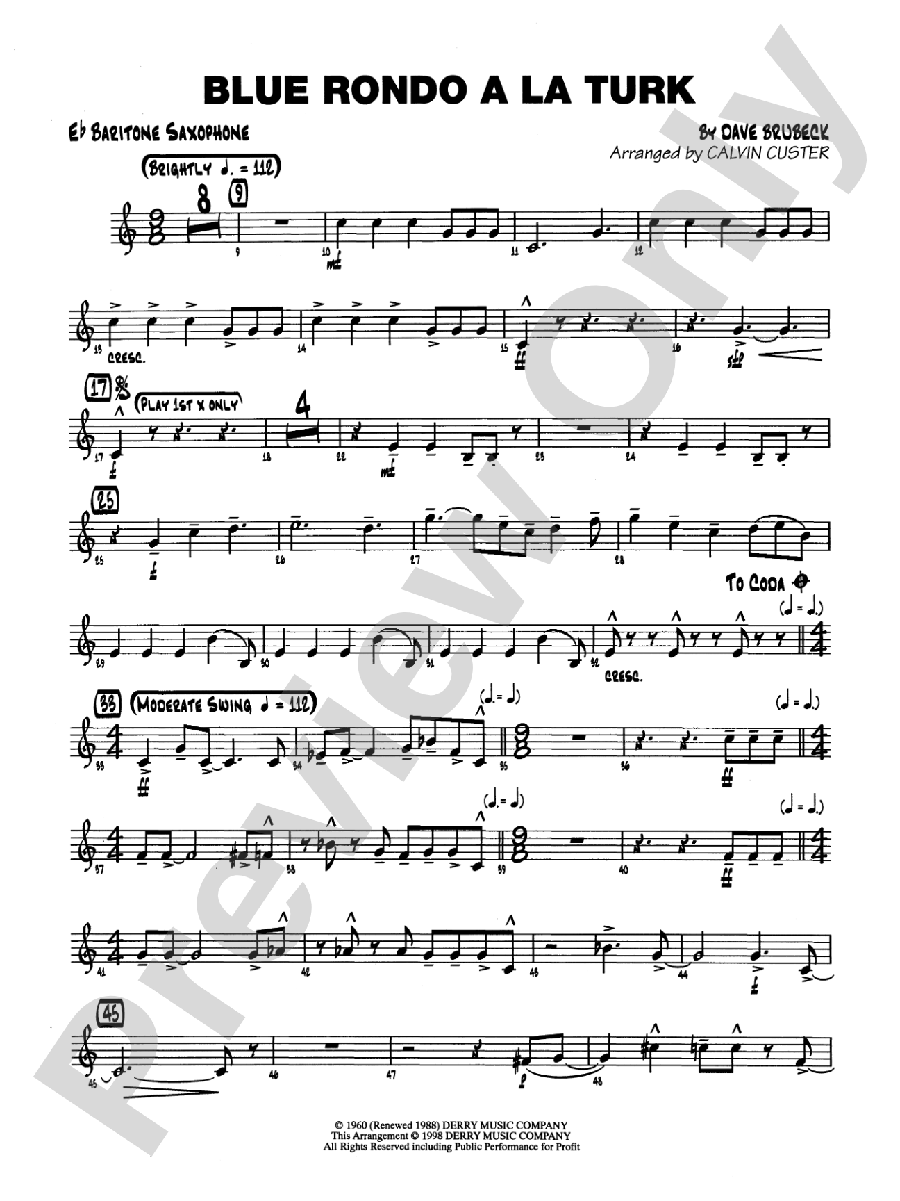 Blue Rondo ala Turk: E-flat Baritone Saxophone