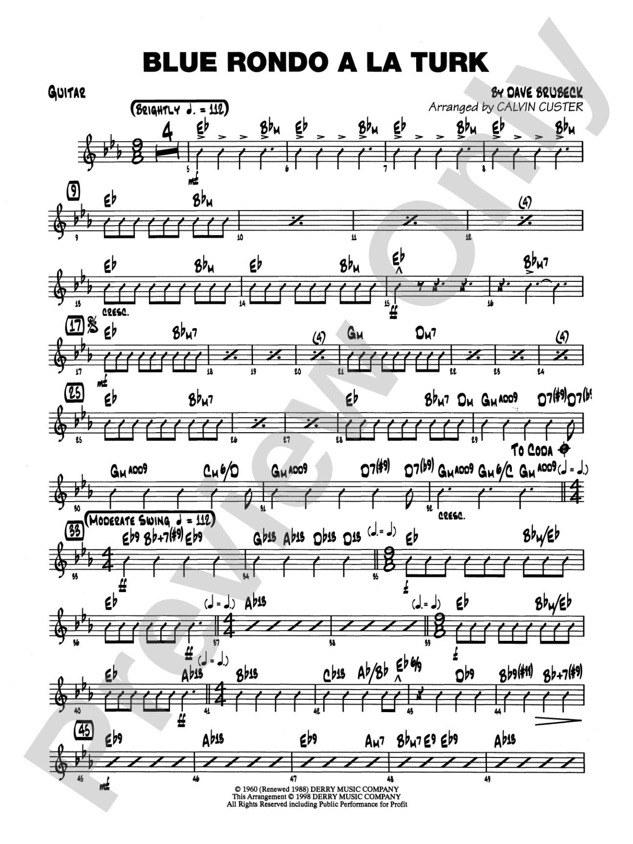 Blue Rondo ala Turk: Guitar