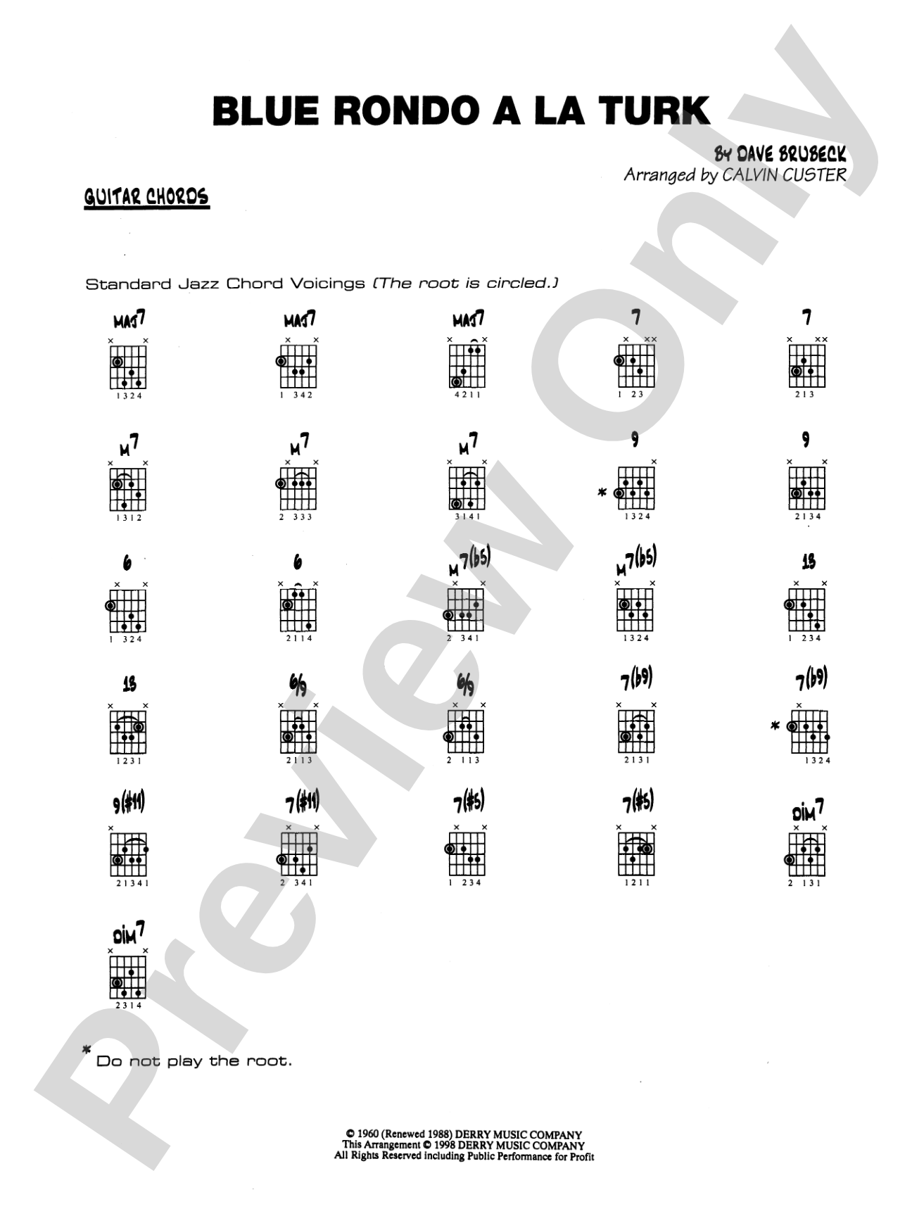 Blue Rondo ala Turk: Guitar Chords
