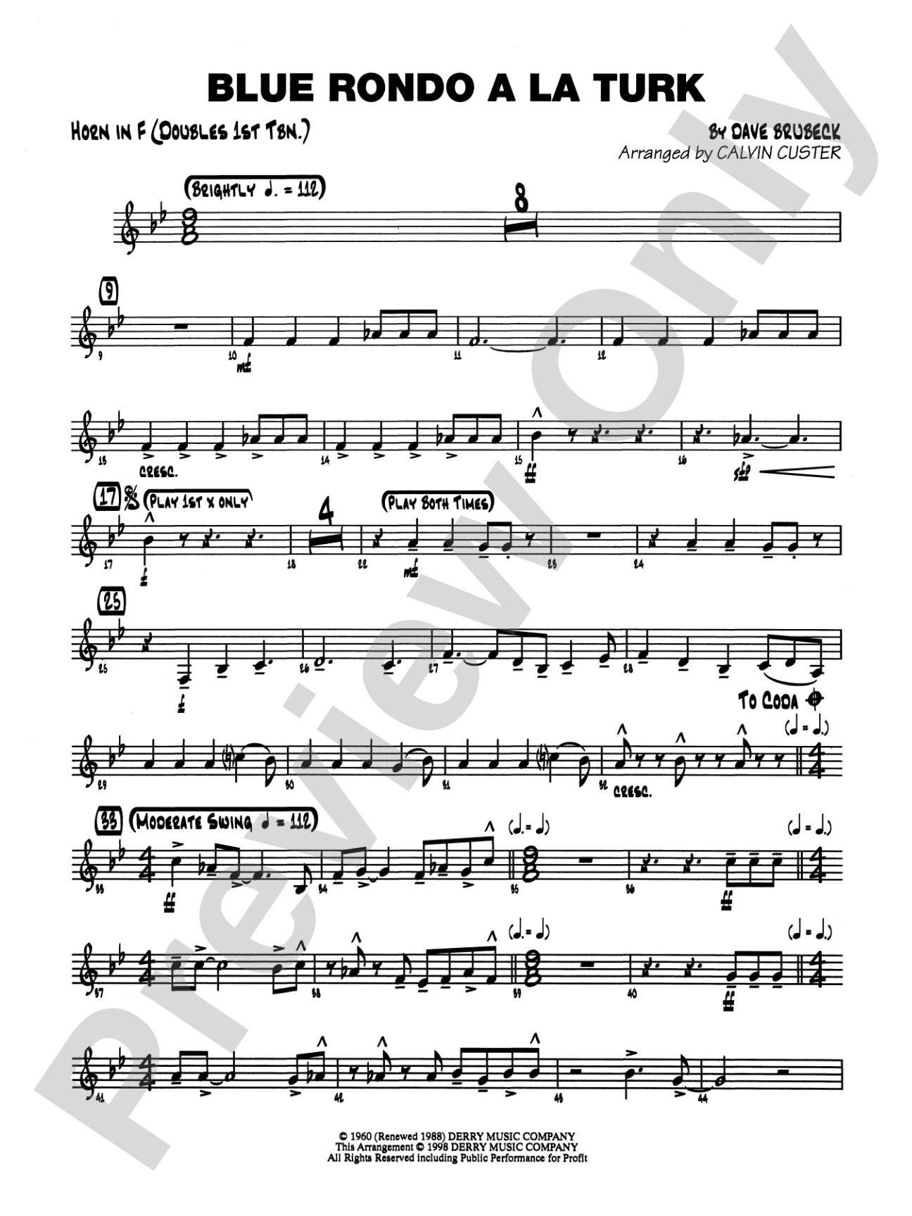 Blue Rondo ala Turk: 1st F Horn