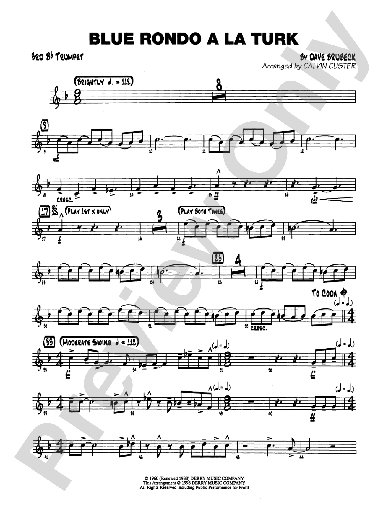 Blue Rondo ala Turk: 3rd B-flat Trumpet