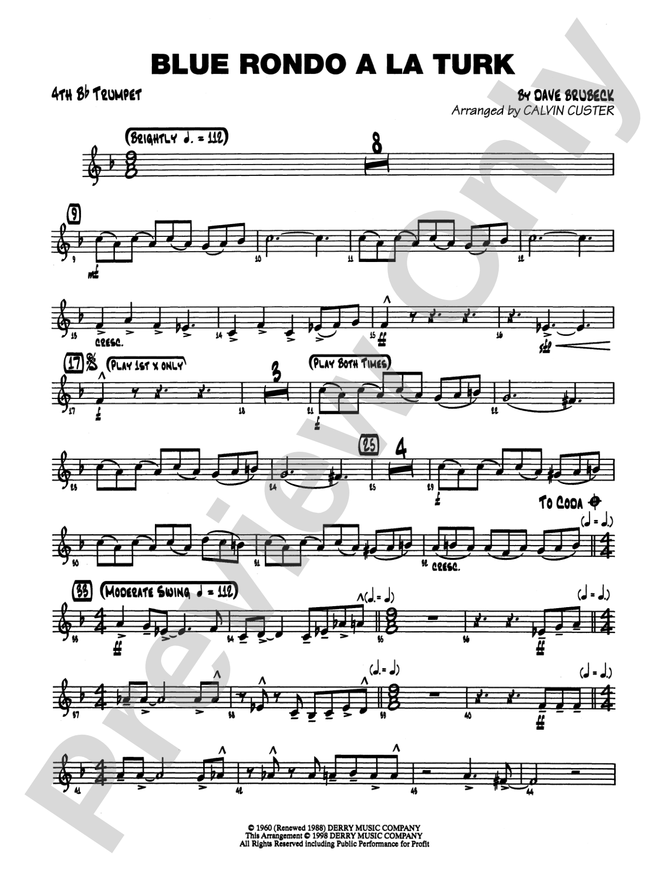Blue Rondo ala Turk: 4th B-flat Trumpet