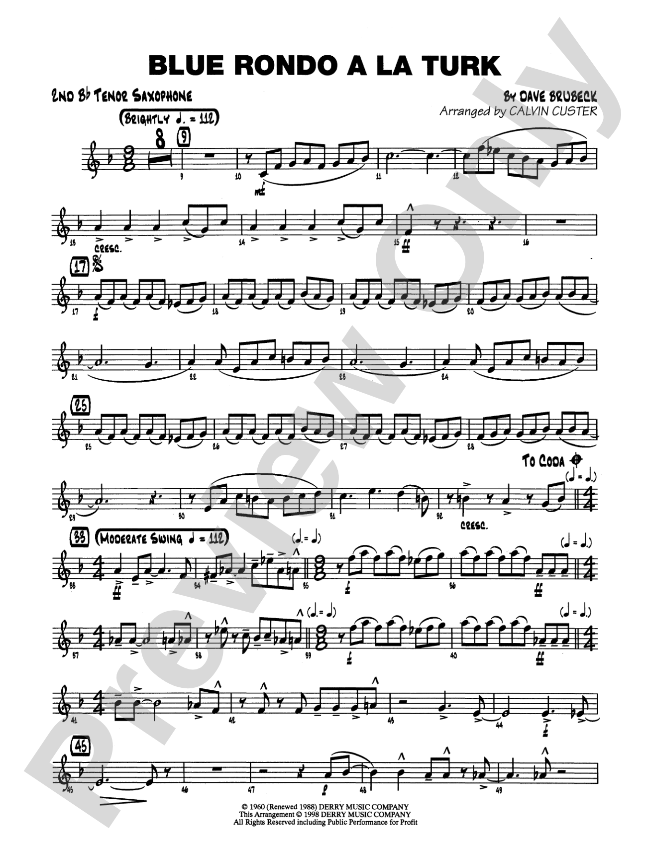 Blue Rondo ala Turk: 2nd B-flat Tenor Saxophone