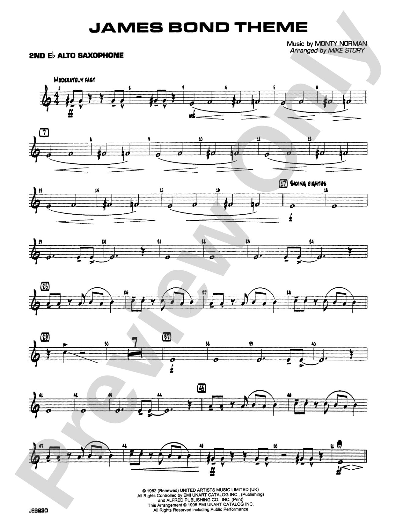 James Bond Theme: 2nd E-flat Alto Saxophone