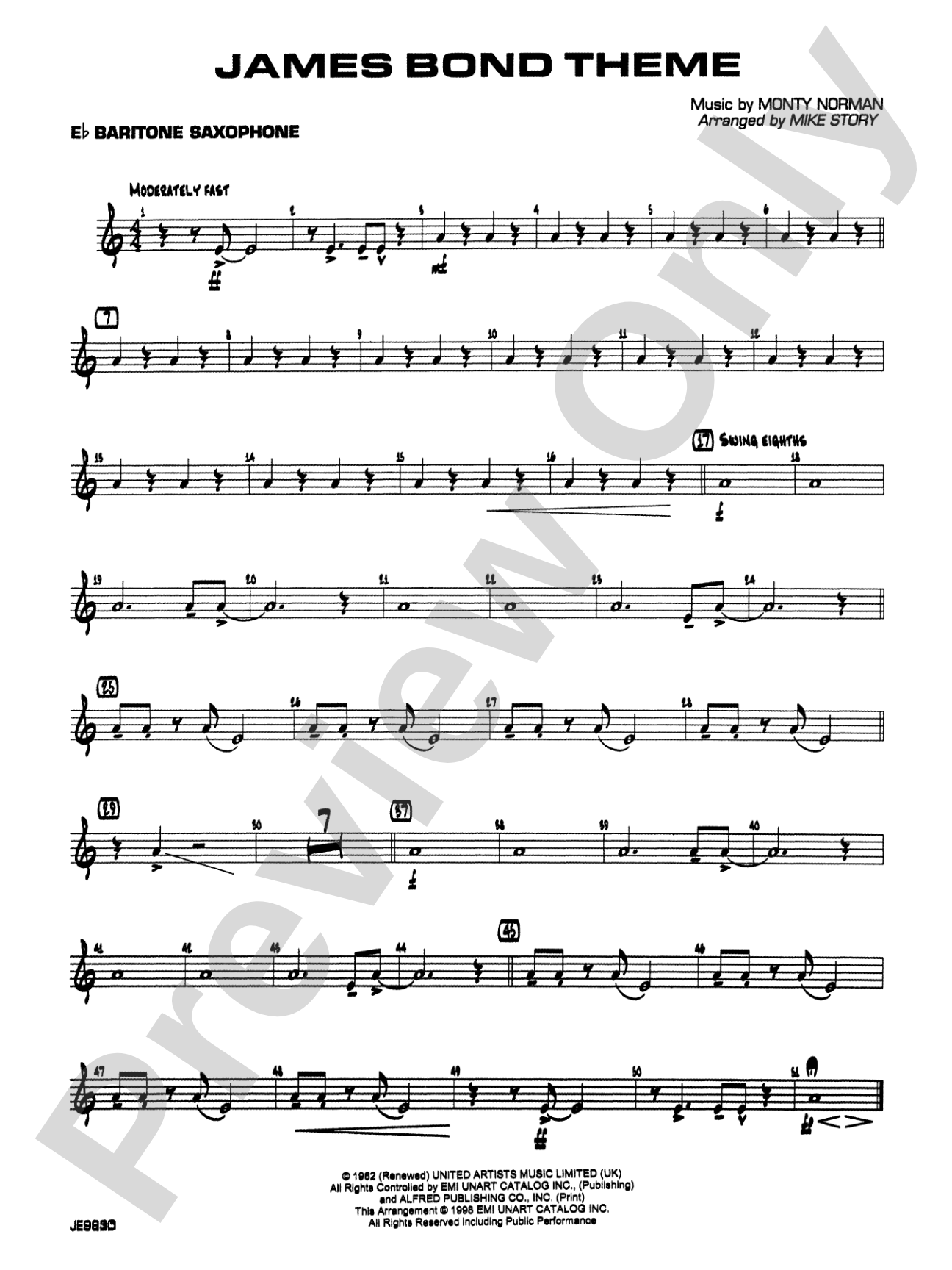 James Bond Theme: E-flat Baritone Saxophone