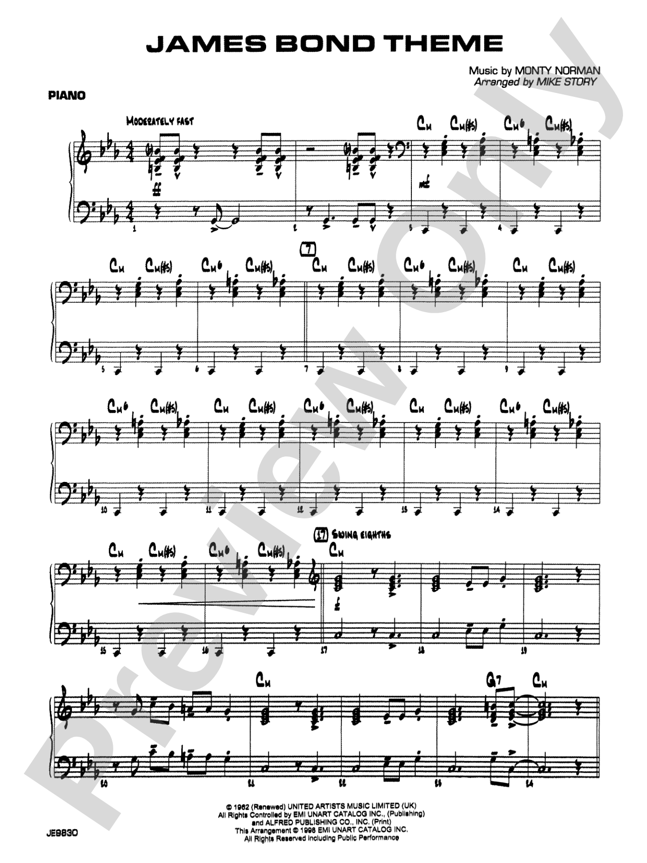 James Bond Theme: Piano Accompaniment