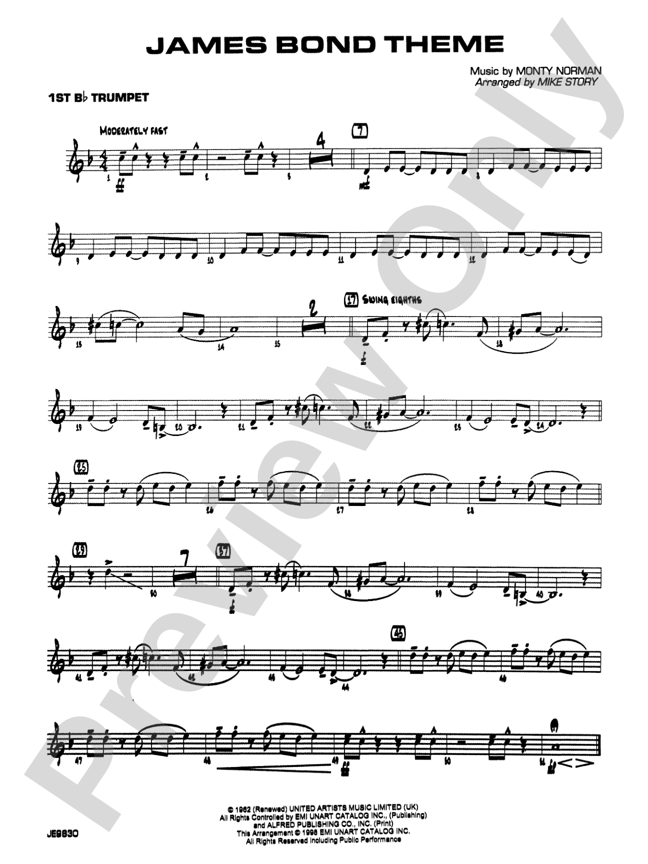 James Bond Theme: 1st B-flat Trumpet