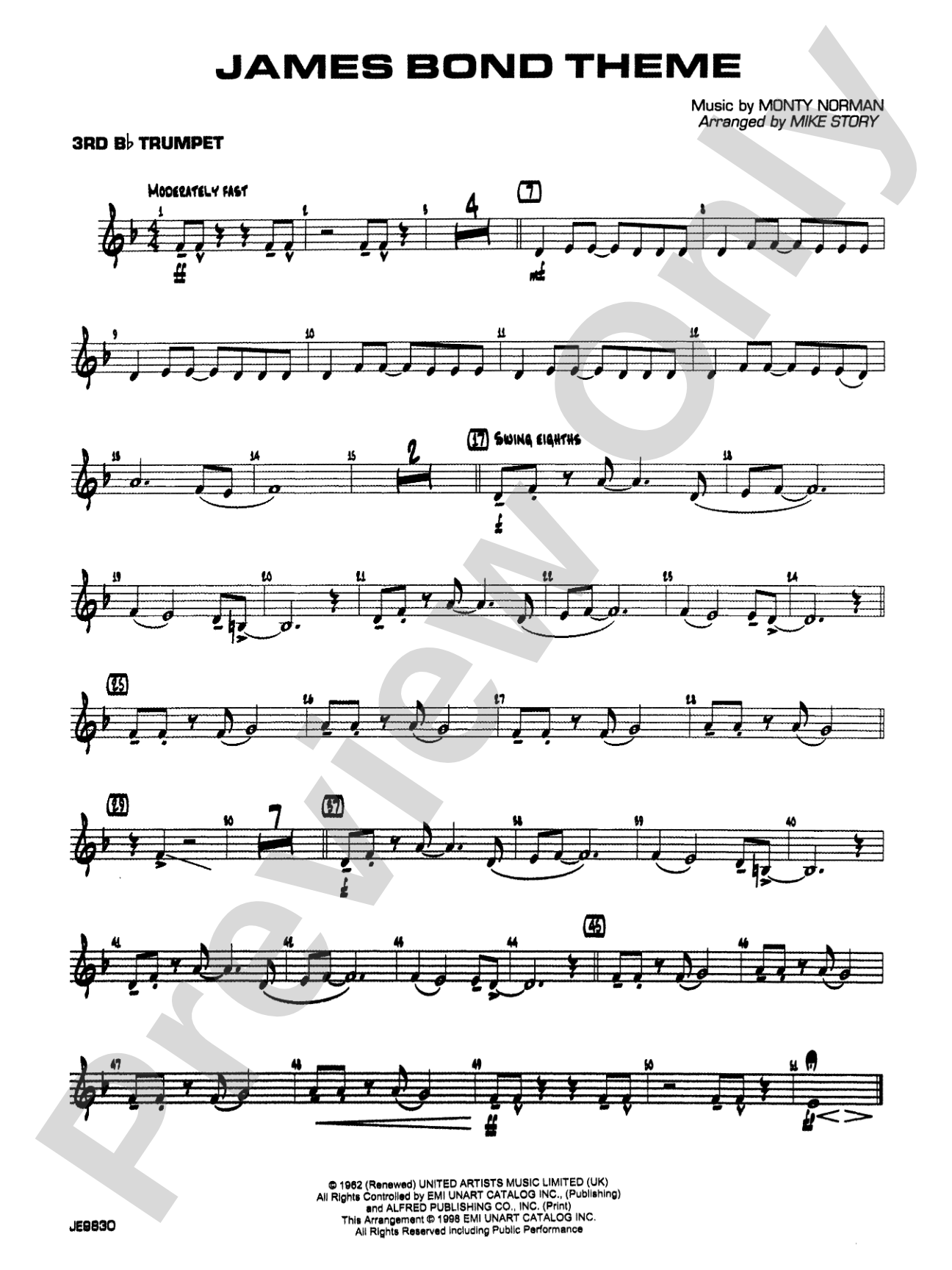 James Bond Theme: 3rd B-flat Trumpet