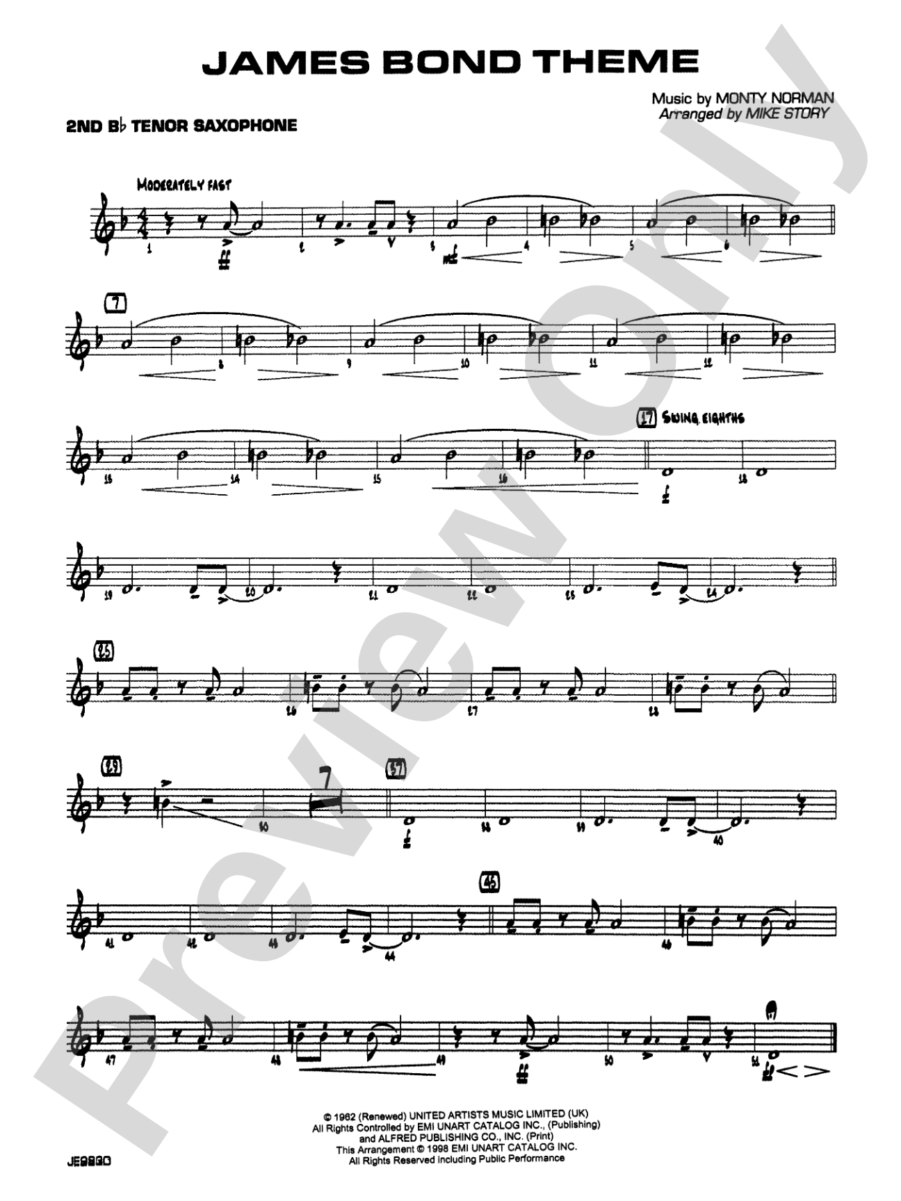 James Bond Theme: 2nd B-flat Tenor Saxophone
