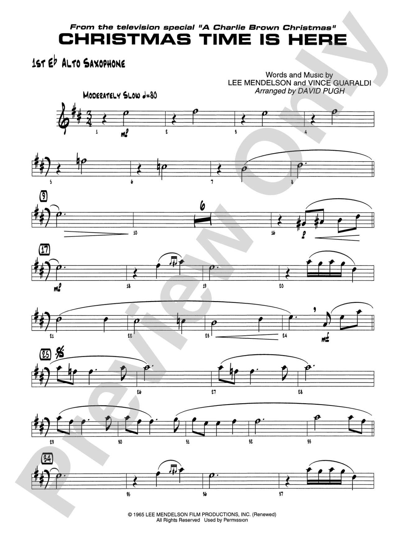 Christmas Time Is Here: E-flat Alto Saxophone