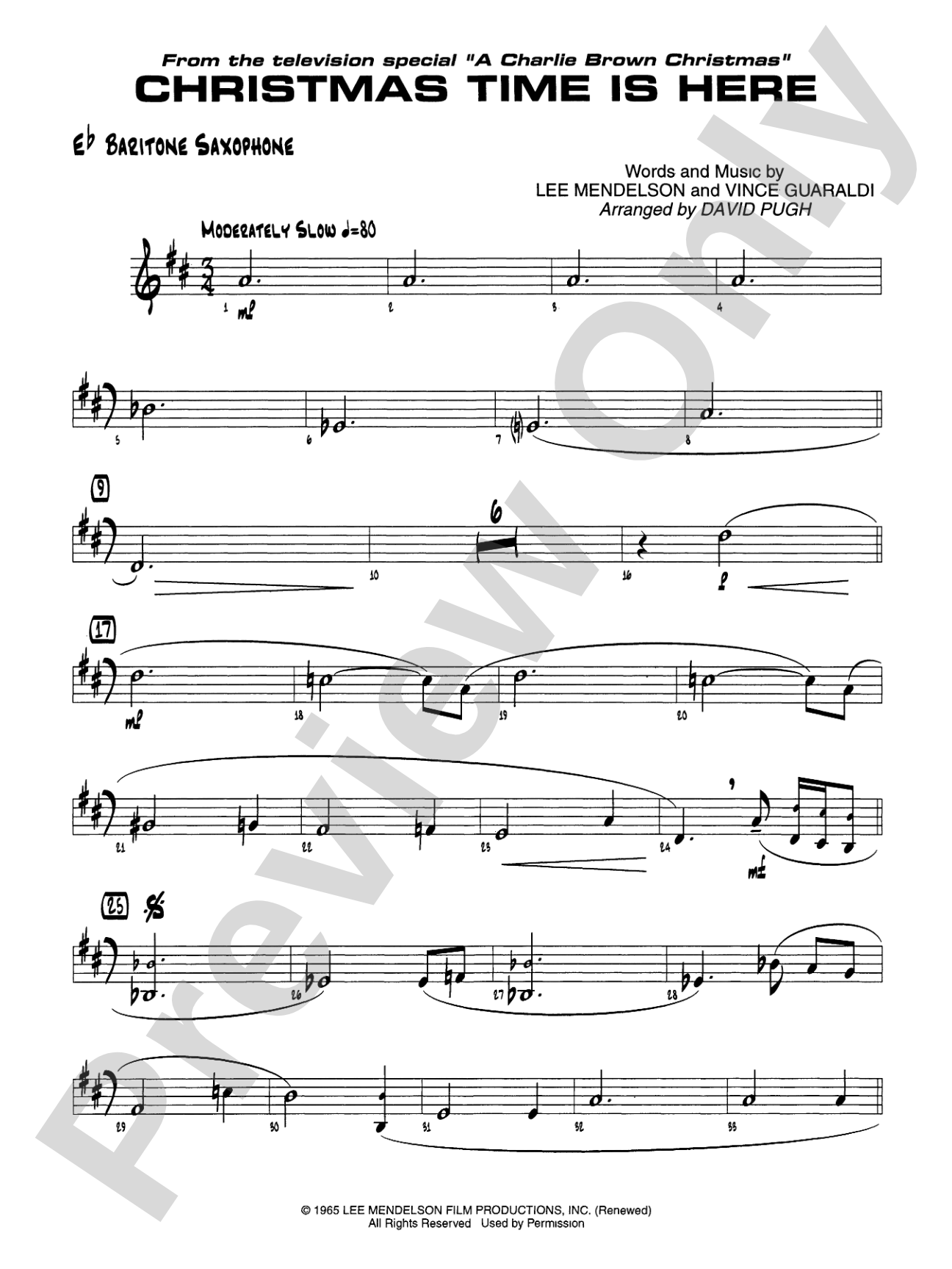 Christmas Time Is Here: E-flat Baritone Saxophone