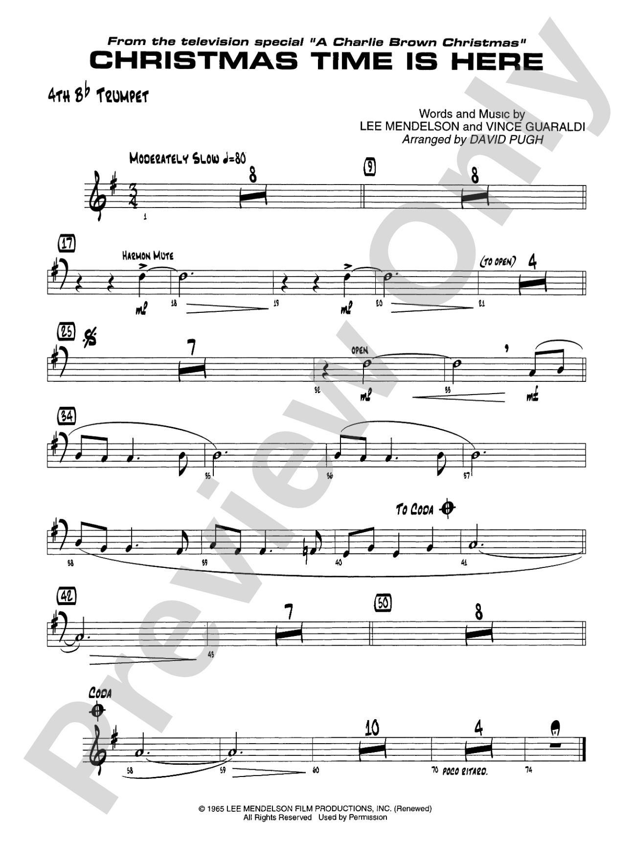 Christmas Time Is Here: 4th B-flat Trumpet