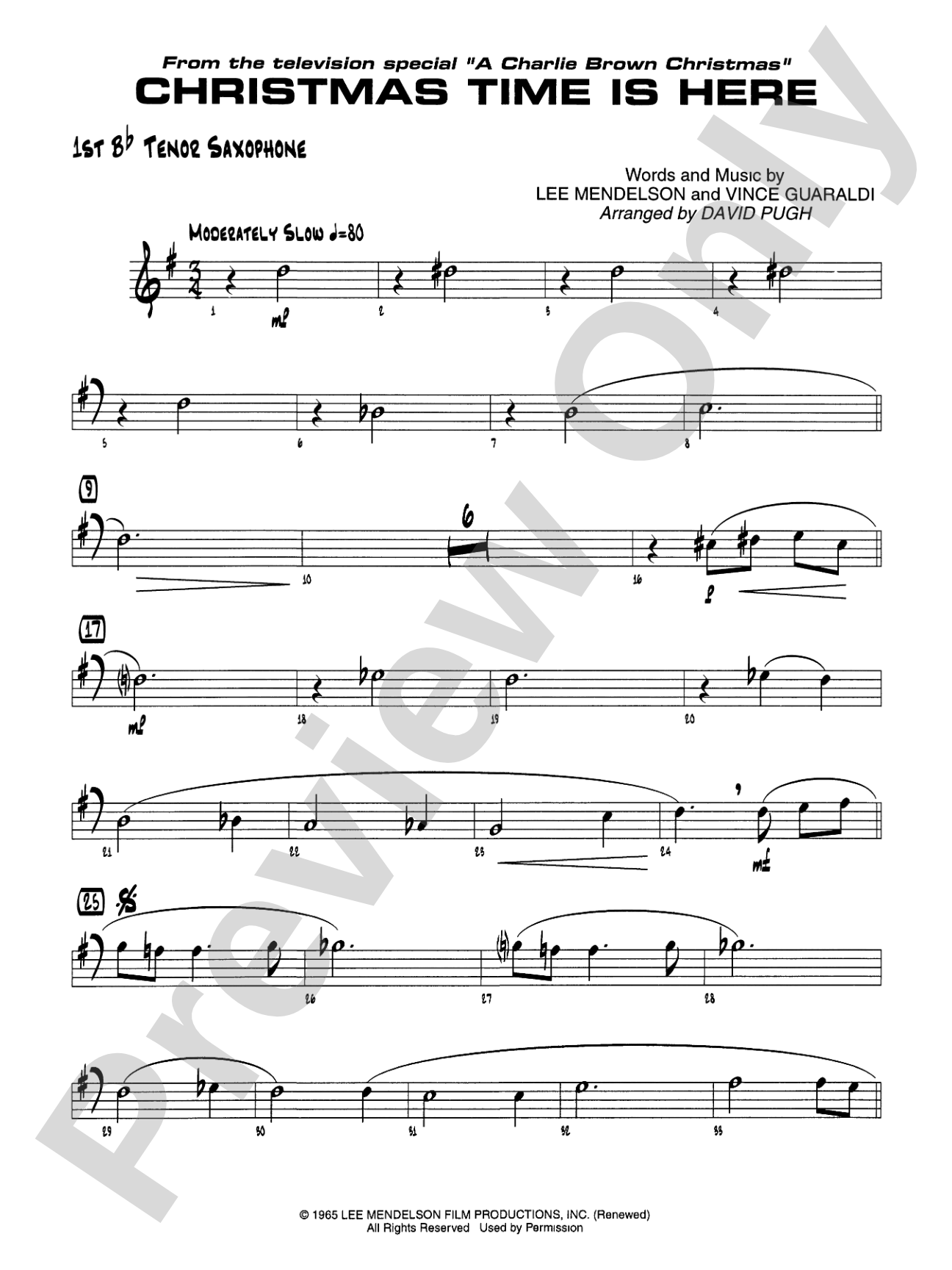 Christmas Time Is Here: B-flat Tenor Saxophone