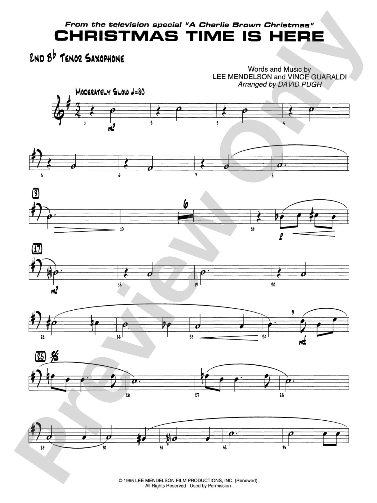 Christmas Time Is Here: 2nd B-flat Tenor Saxophone