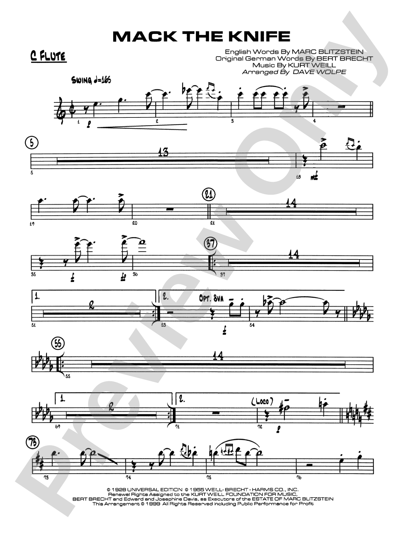 Mack the Knife (from The Threepenny Opera): Flute