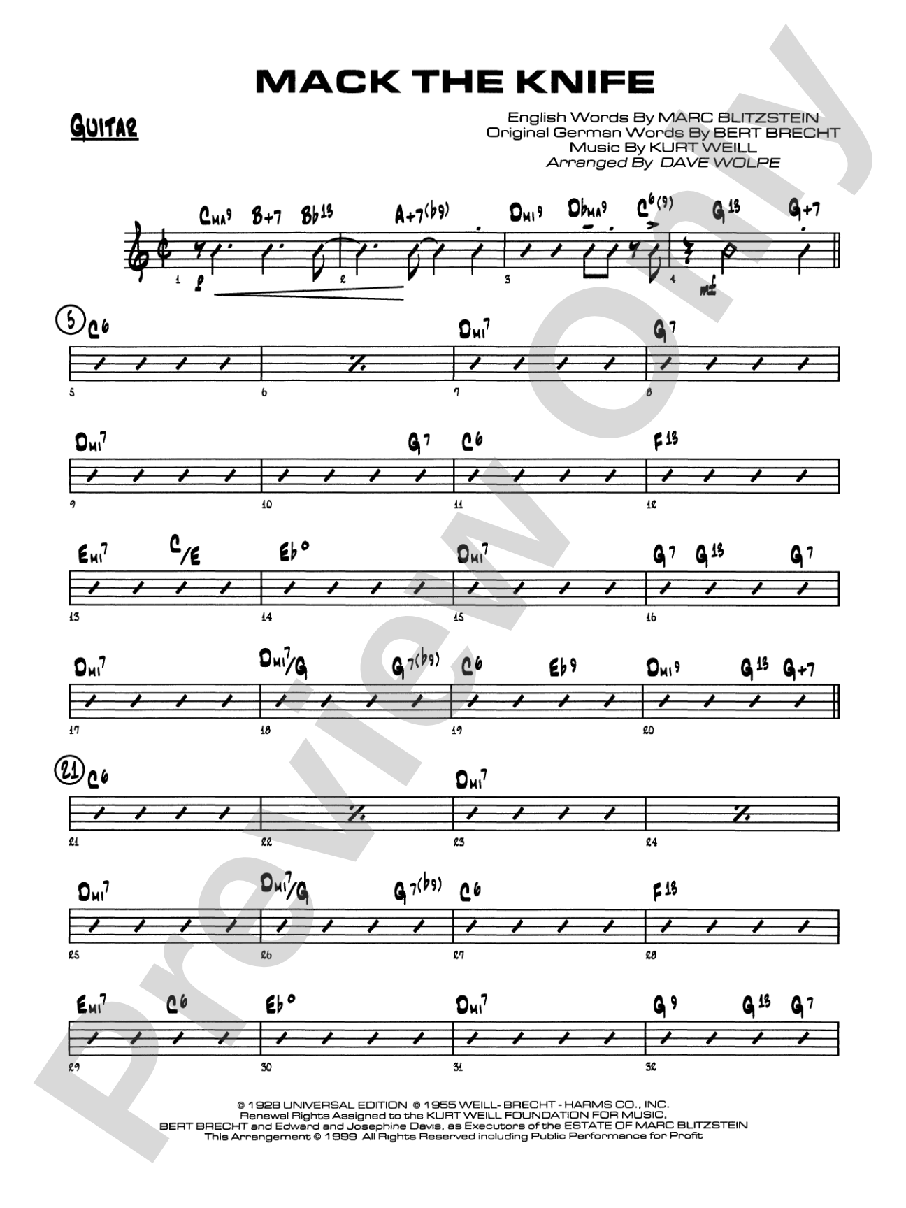 Mack the Knife (from The Threepenny Opera): Guitar