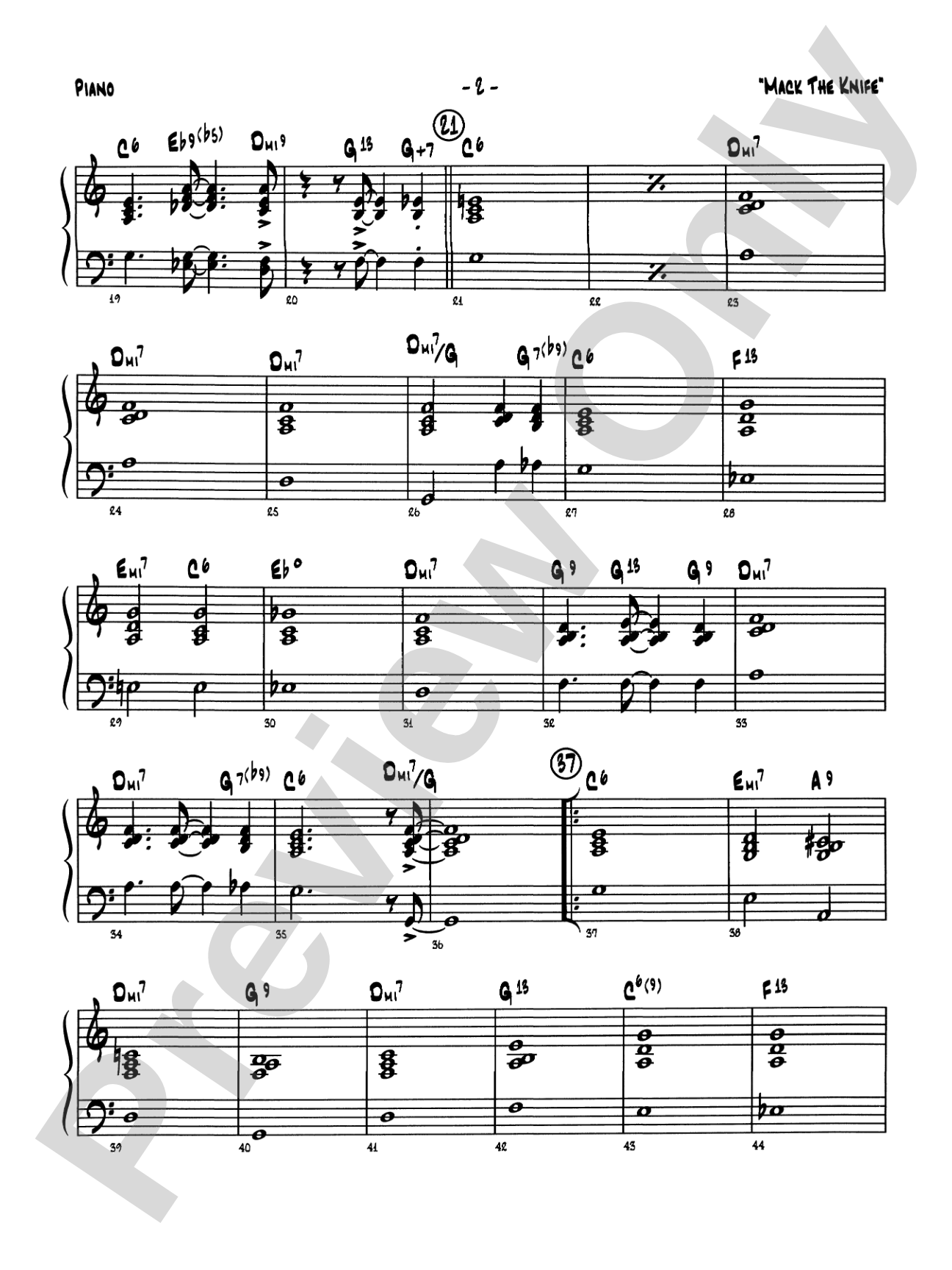 Mack the Knife (from The Threepenny Opera): Piano Accompaniment