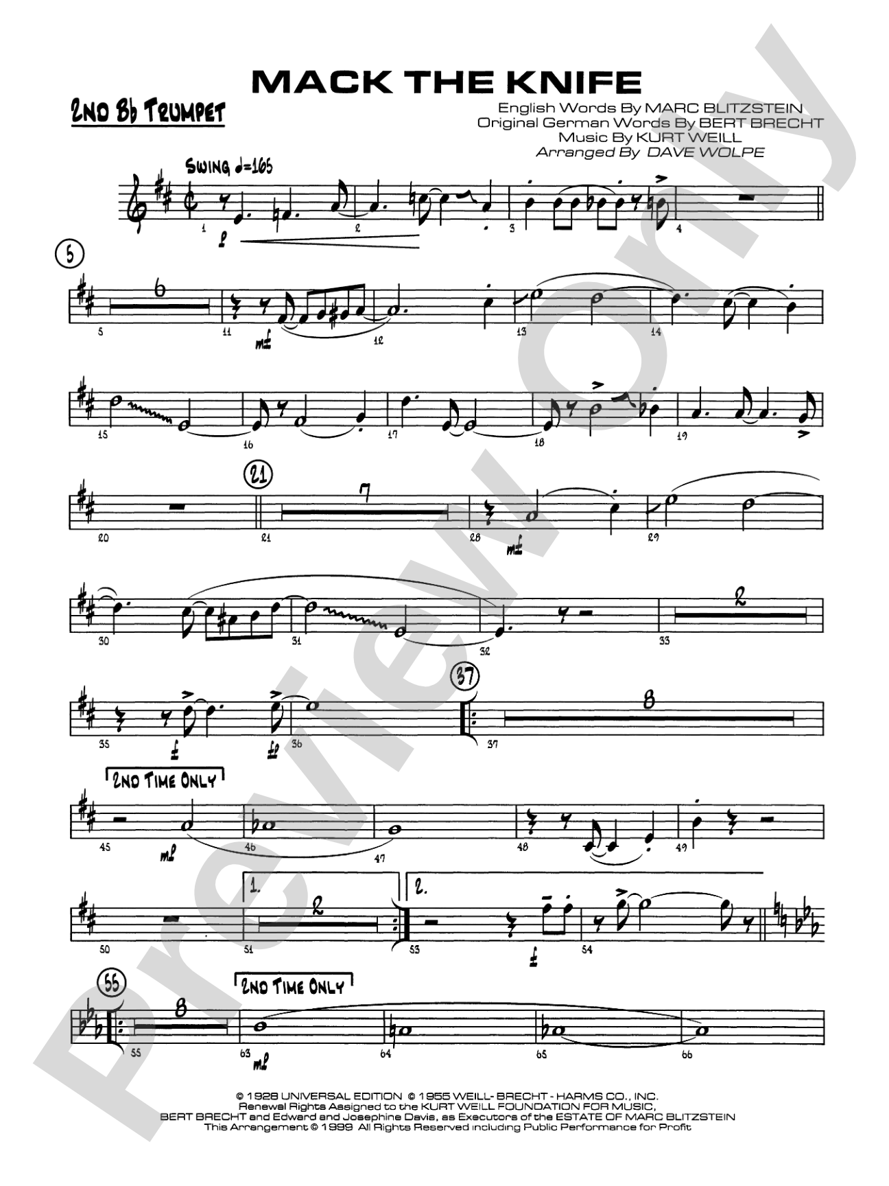 Mack the Knife (from The Threepenny Opera): 2nd B-flat Trumpet
