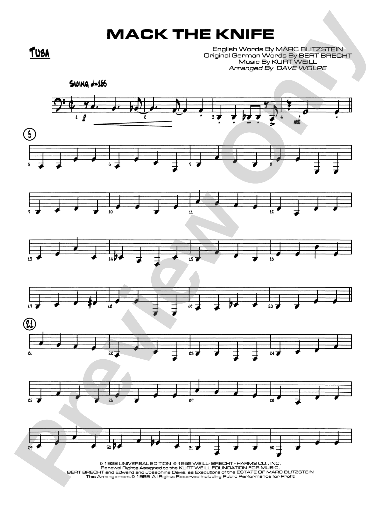 Mack the Knife (from The Threepenny Opera): Tuba