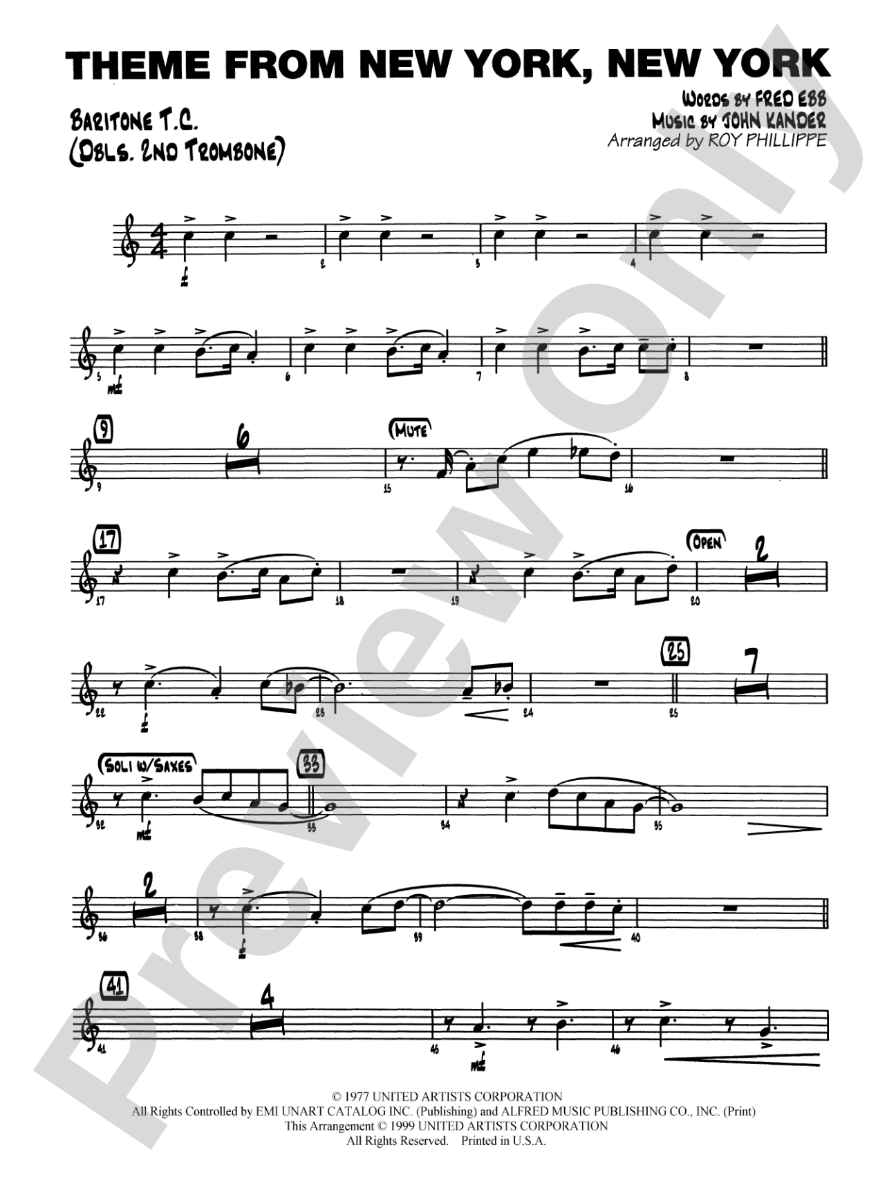 New York, New York, Theme from: Baritone T.C.