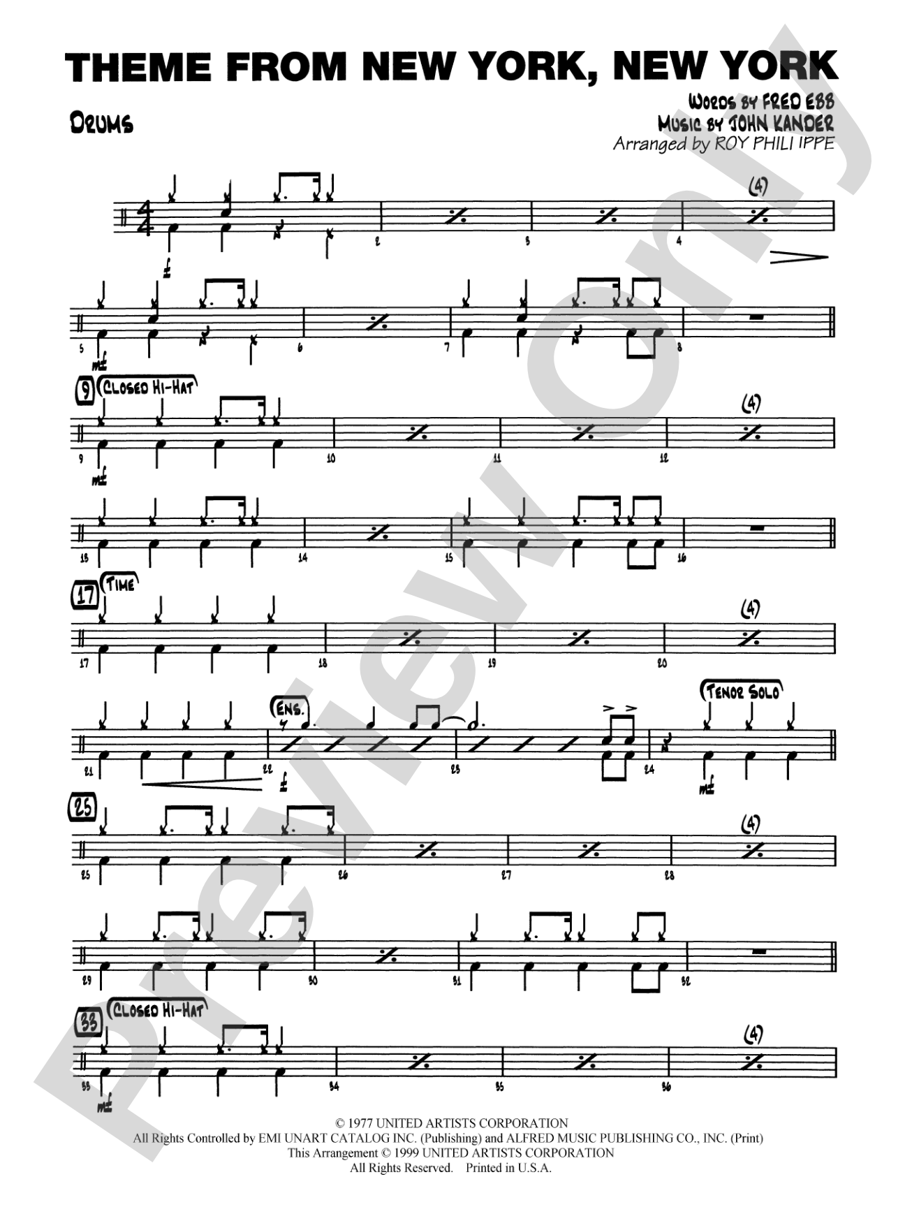 New York, New York, Theme from: Drums