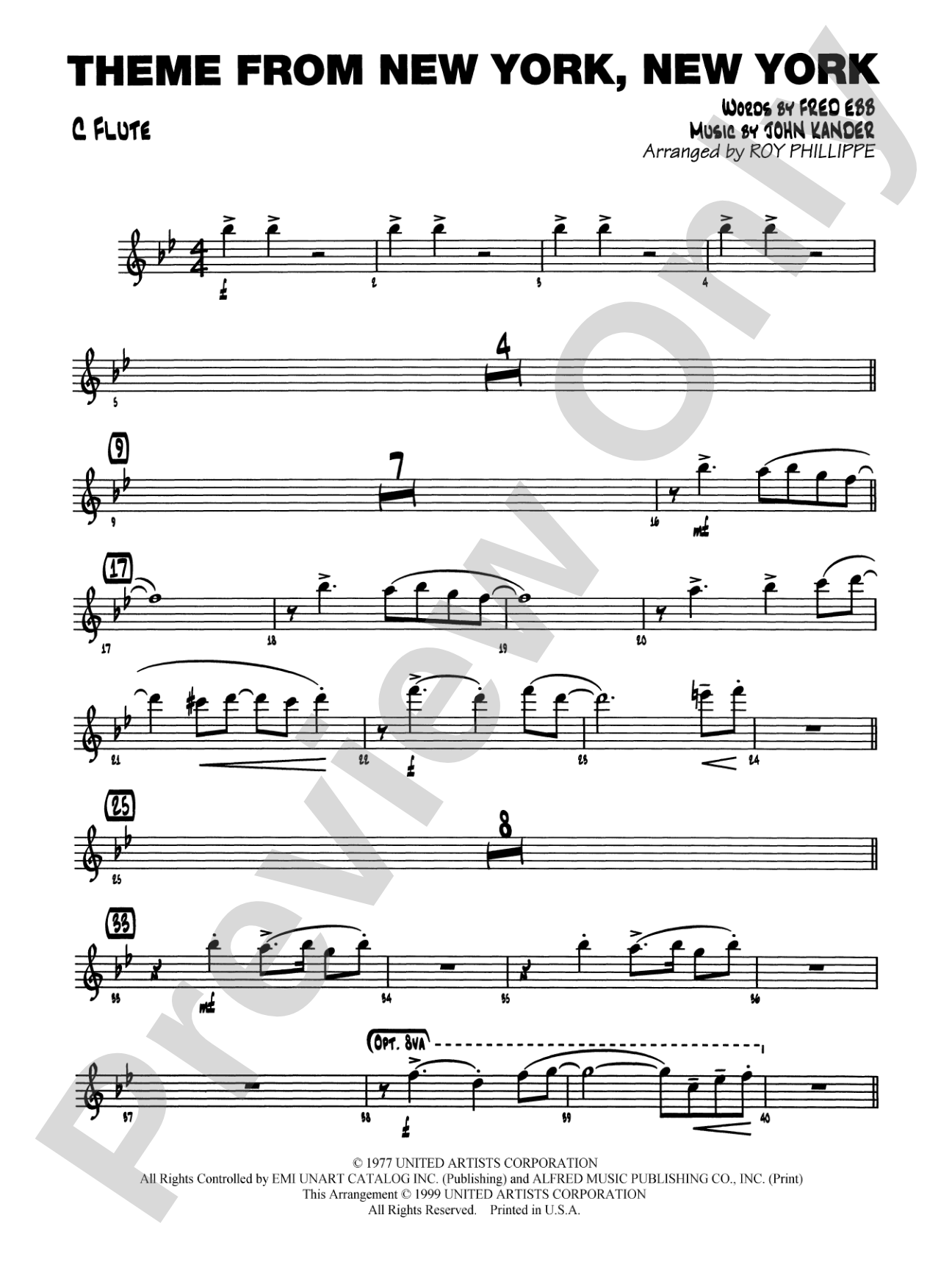 New York, New York, Theme from: Flute