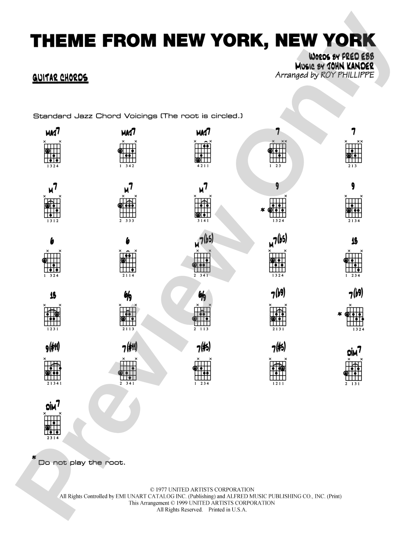 New York, New York, Theme from: Guitar Chords