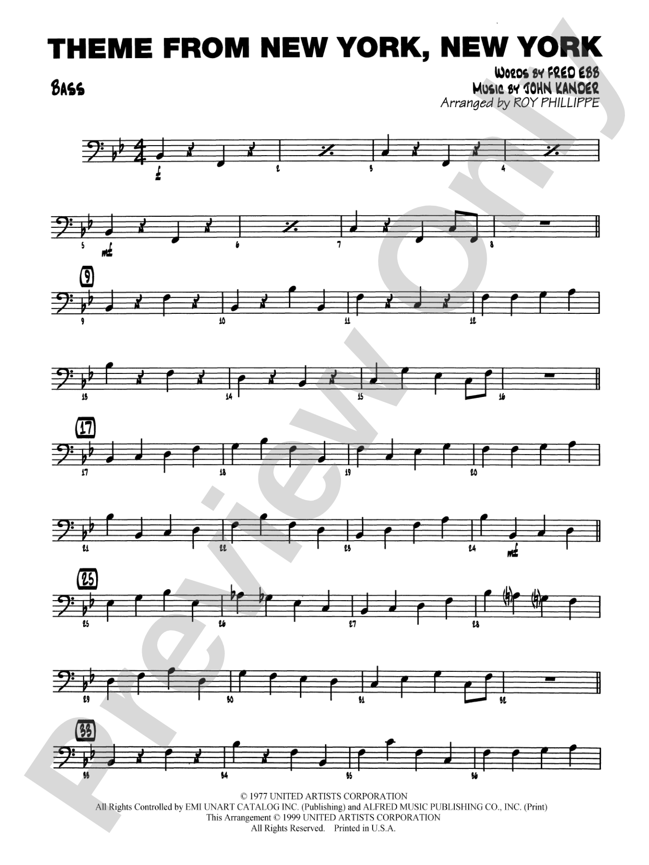 New York, New York, Theme from: String Bass